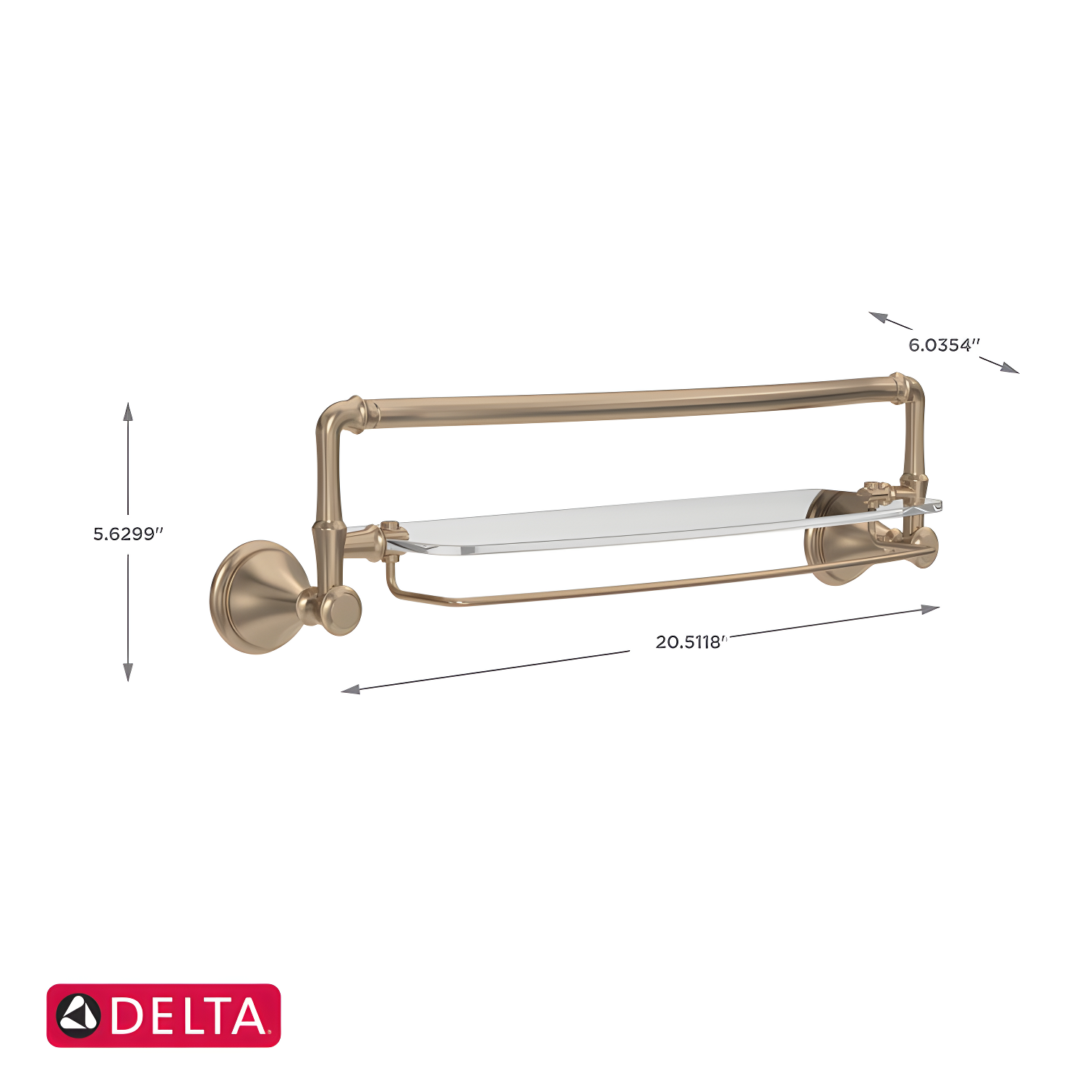 Delta Cassidy 18 in. Glass Shelf with Towel Bar
