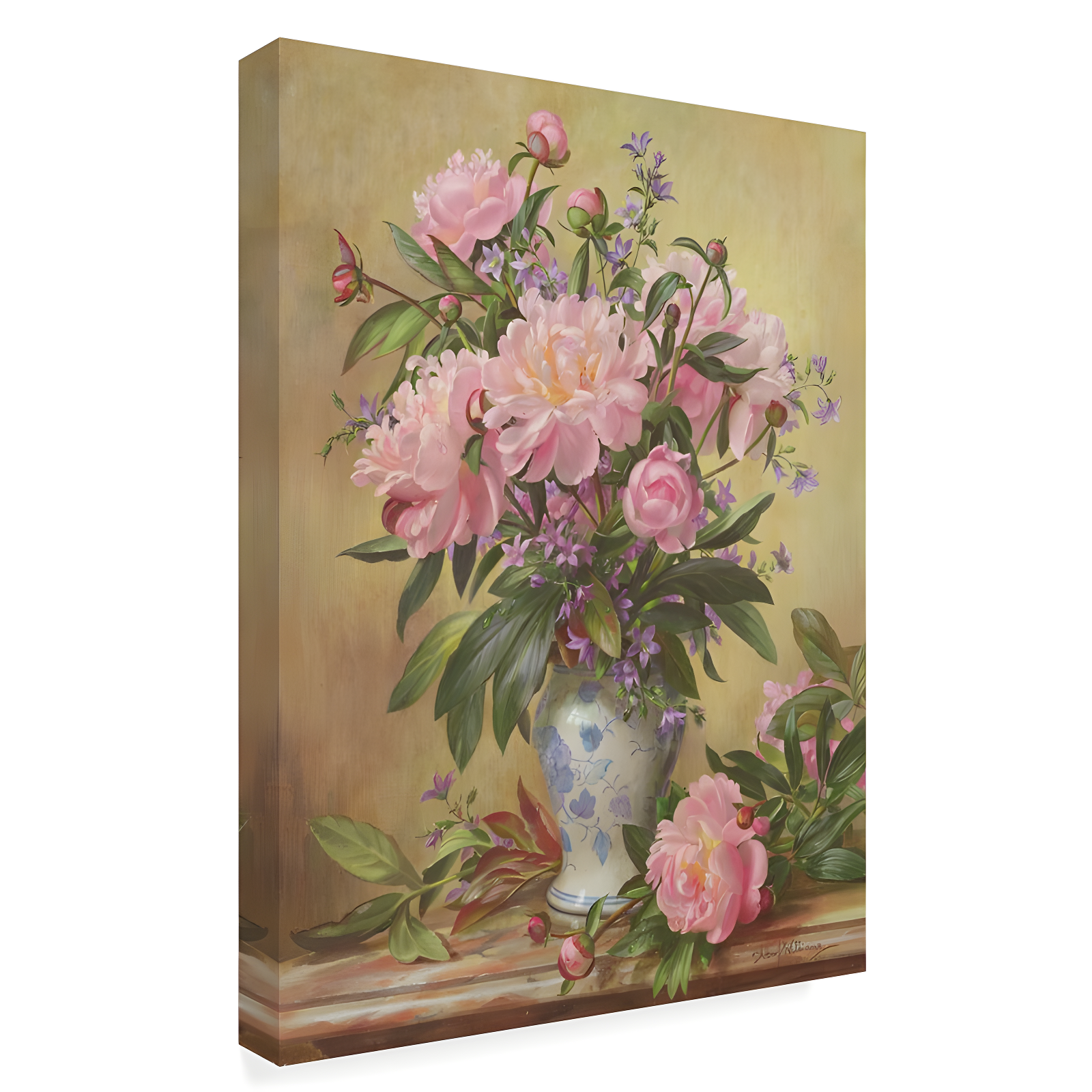 Albert Williams " Vase Of Peonies And Canterbury Bells "