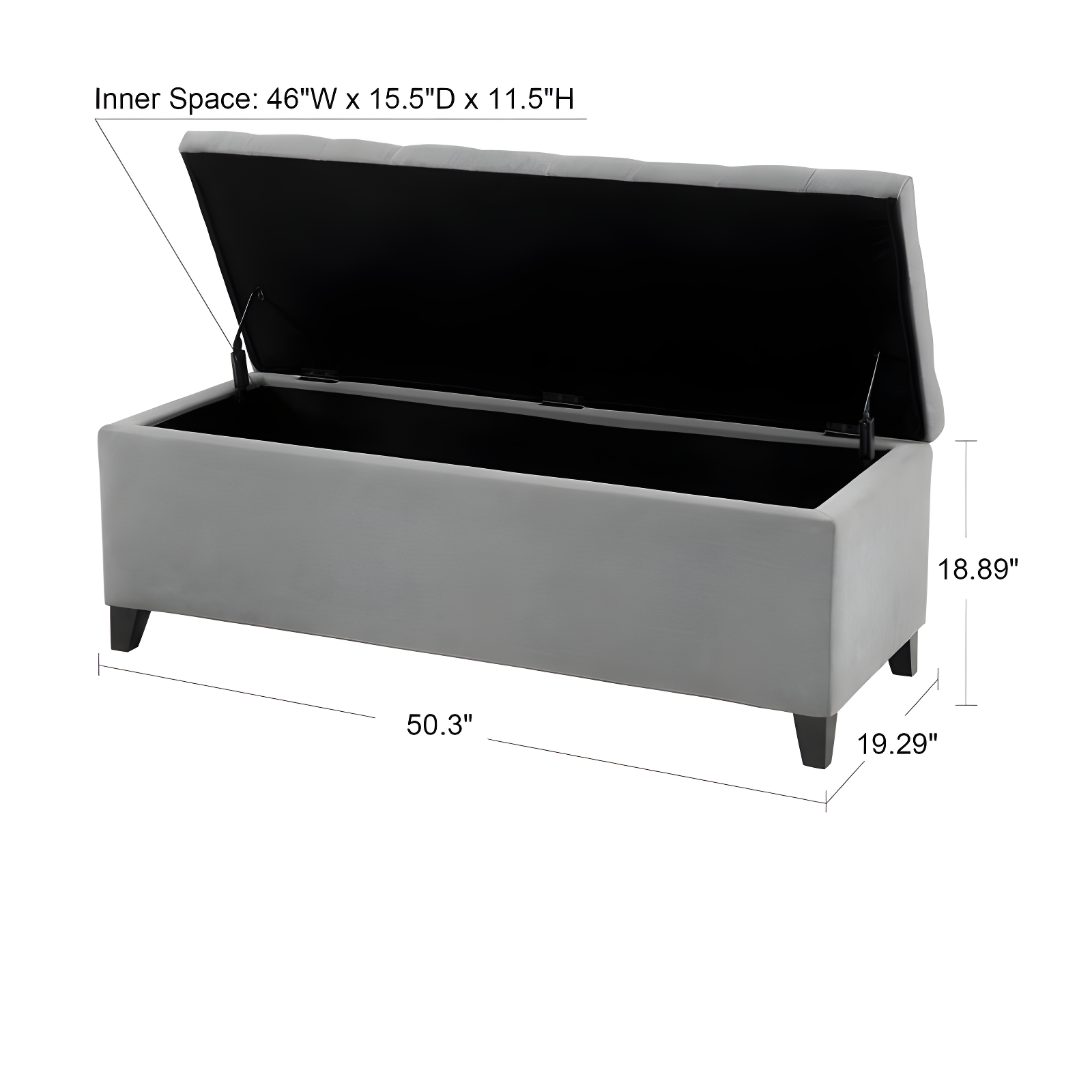 Selah Tufted Top Storage Bench Blue - Madison Park