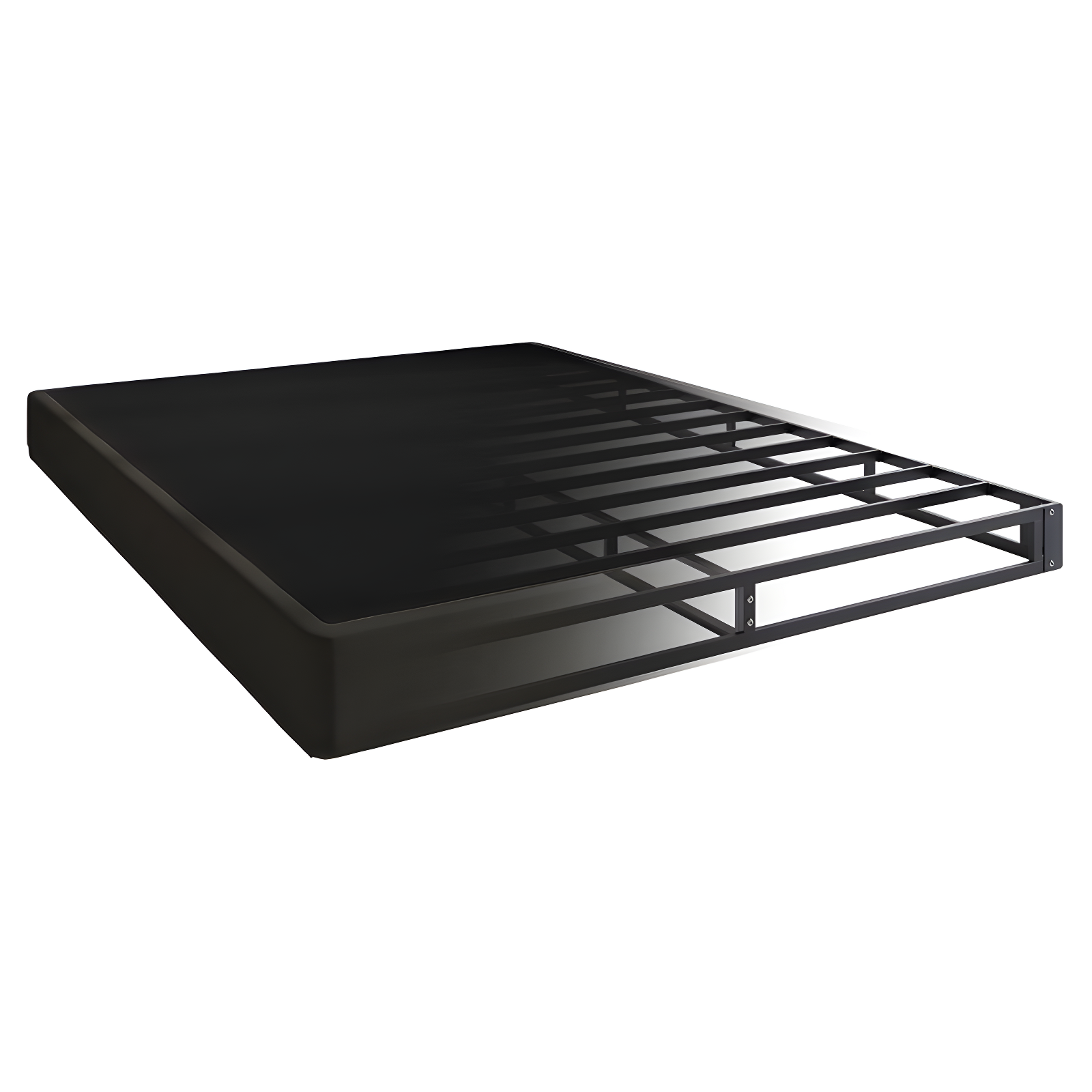 ChaletPosh Queen Metal Box Spring In Black Linen