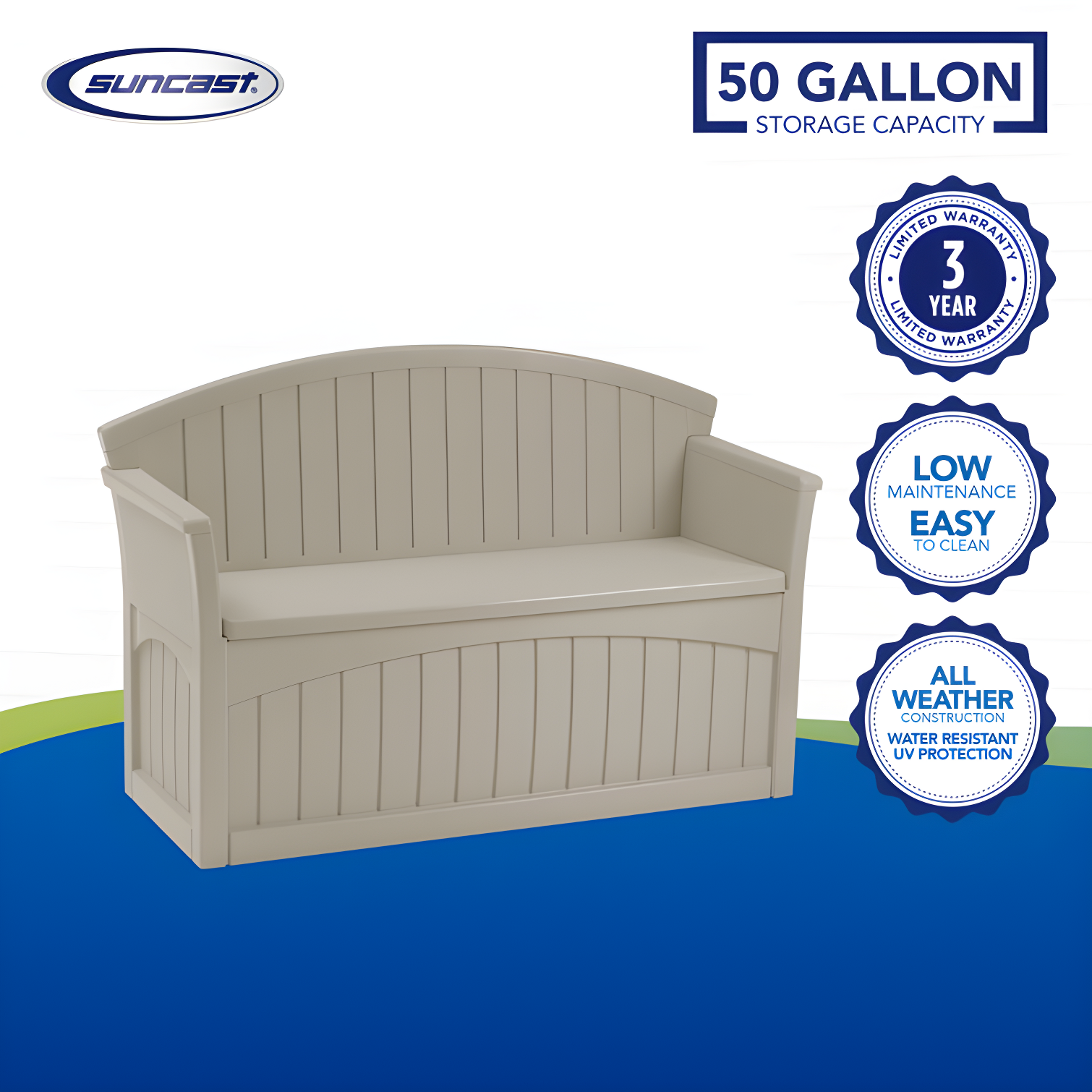 Suncast Suncast 50 Gallon Patio Storage Bench - Light Taupe