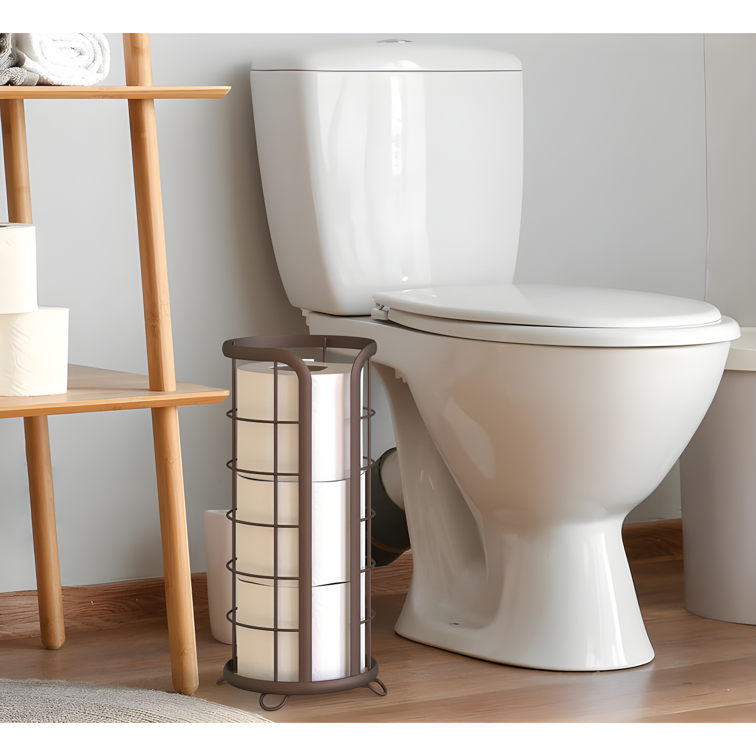 BROOKSTONE, Bronze Toilet Paper Holder, Freestanding Bathroom Tissue Organizer, Minimalistic Storage Solution, Modern & Stylish Design [Holds MEGA Rolls]
