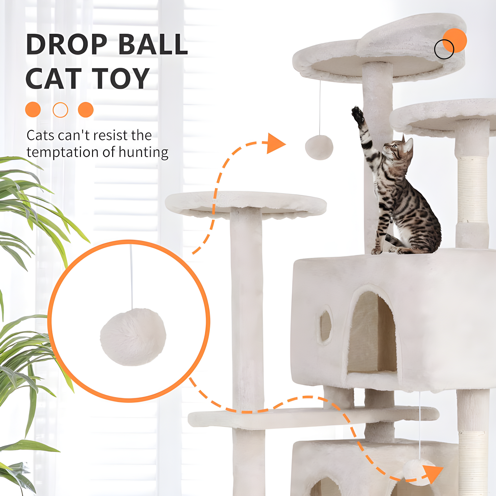 Multi-Level Cat Tree Tower Furniture Activity Center With Scratching Posts, Toys And Condo For Indoor Kittens