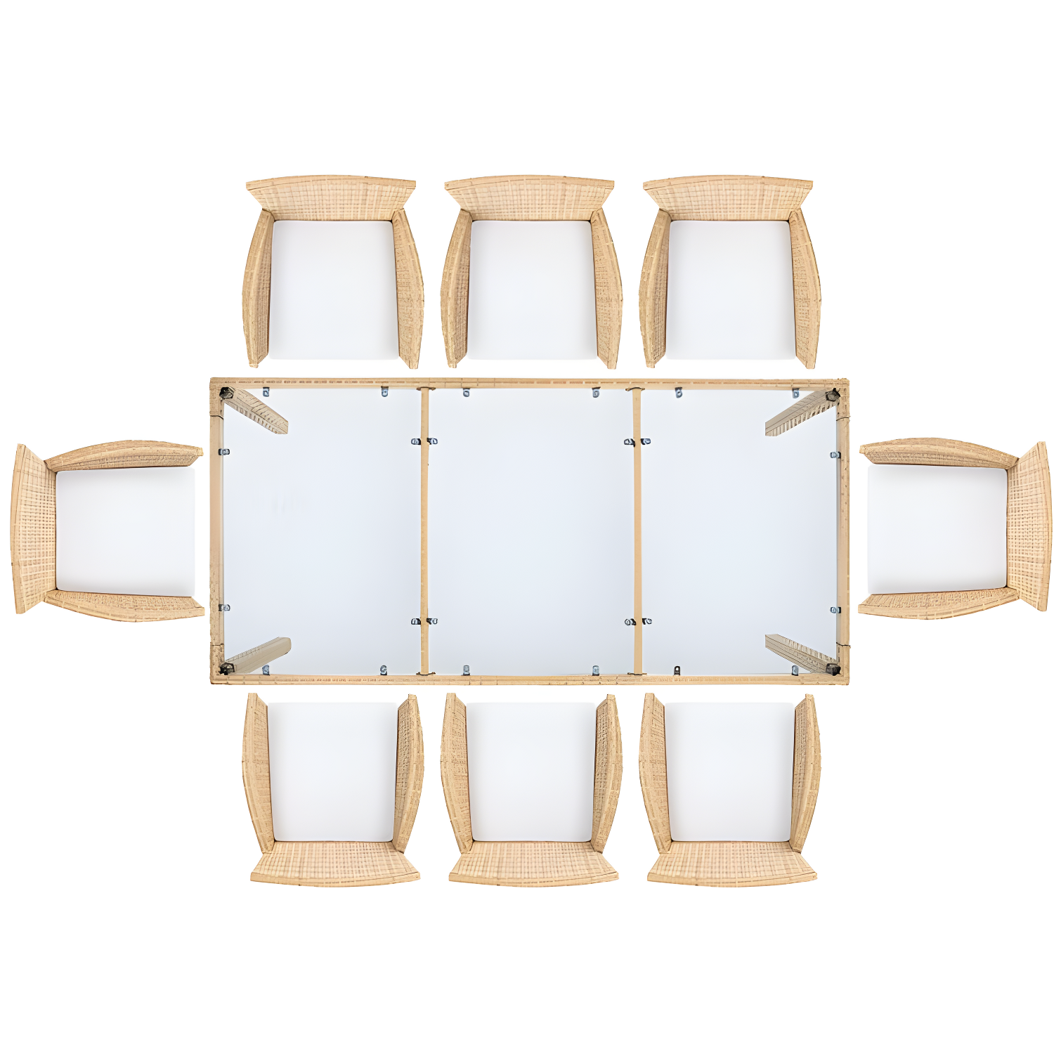 Safavieh Hailee 8 - Person Wicker Patio Dining Set with Rectangular Table , Cushions Included