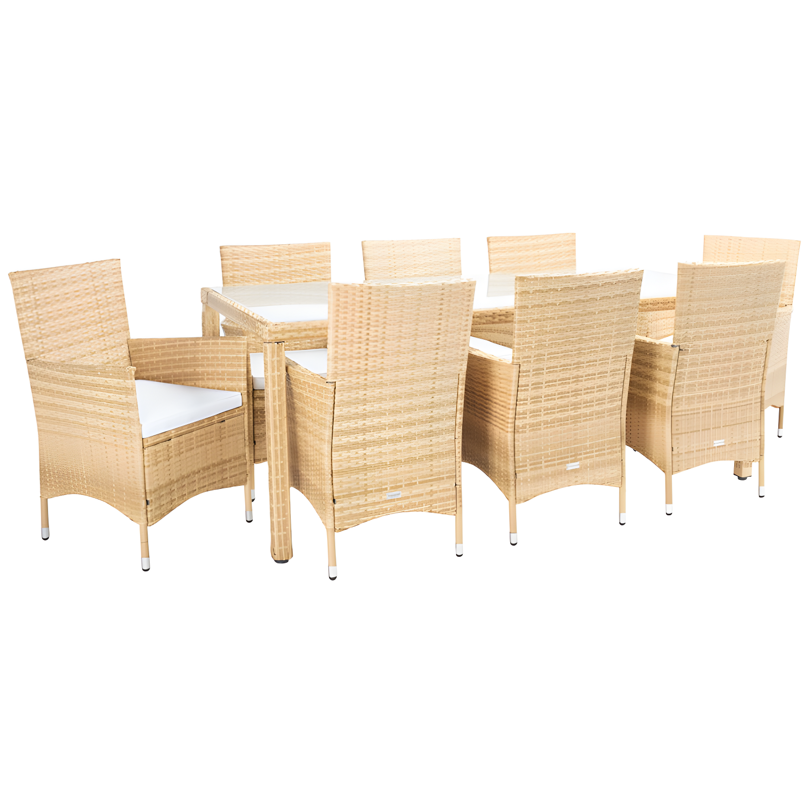 Safavieh Hailee 8 - Person Wicker Patio Dining Set with Rectangular Table , Cushions Included