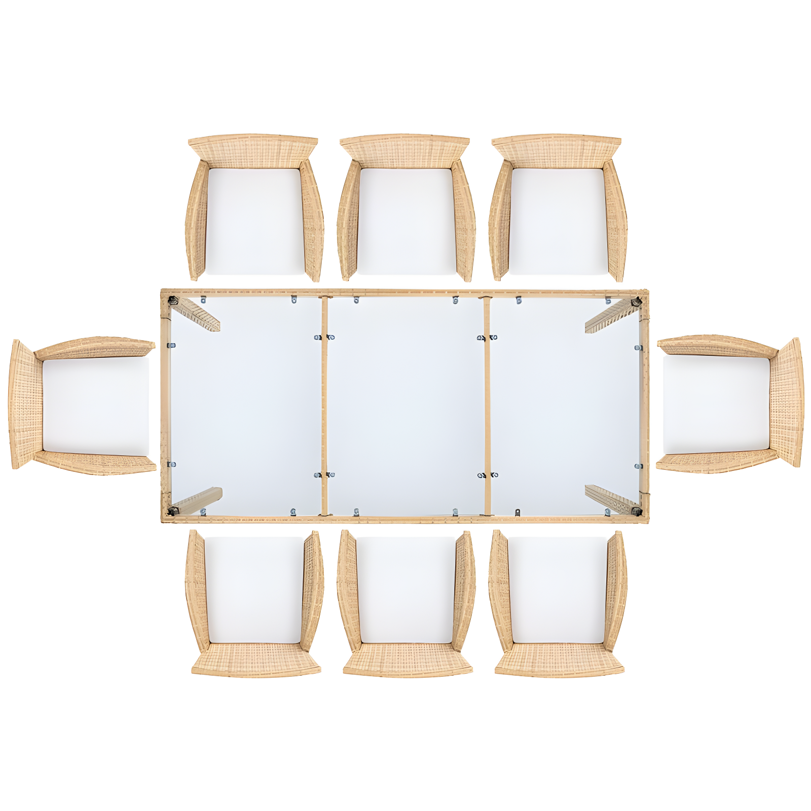 Safavieh Hailee 8 - Person Wicker Patio Dining Set with Rectangular Table , Cushions Included