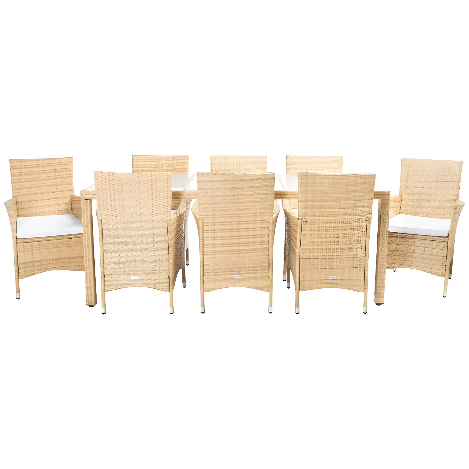 Safavieh Hailee 8 - Person Wicker Patio Dining Set with Rectangular Table , Cushions Included