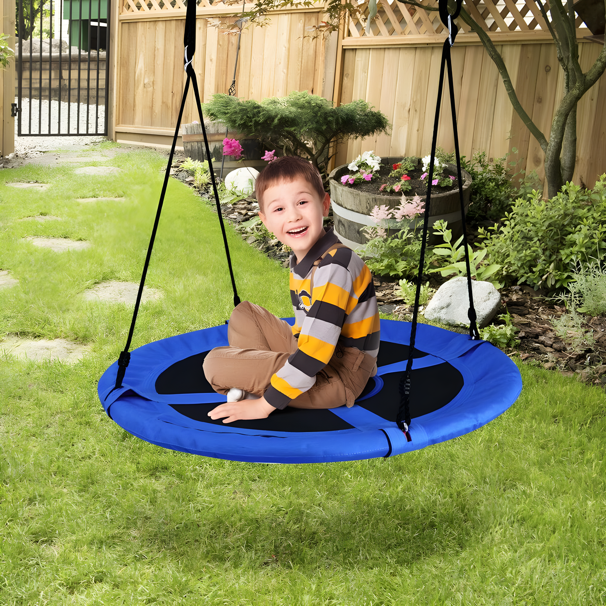 Klo Kick 40inch Metal/Fabric Web/Saucer Swing with Chains and Hooks