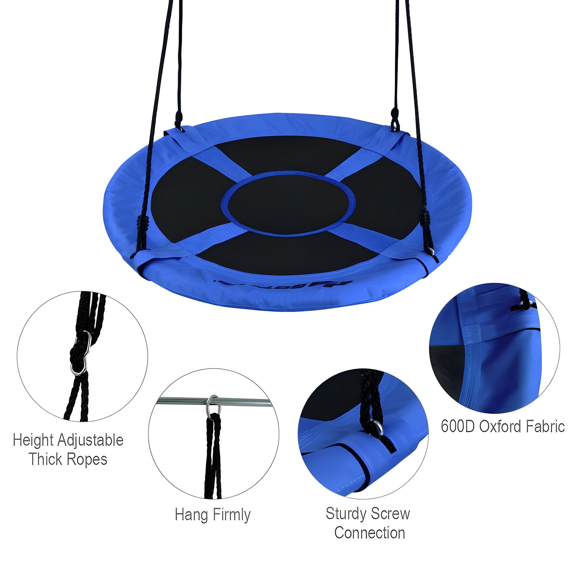 Klo Kick 40inch Metal/Fabric Web/Saucer Swing with Chains and Hooks