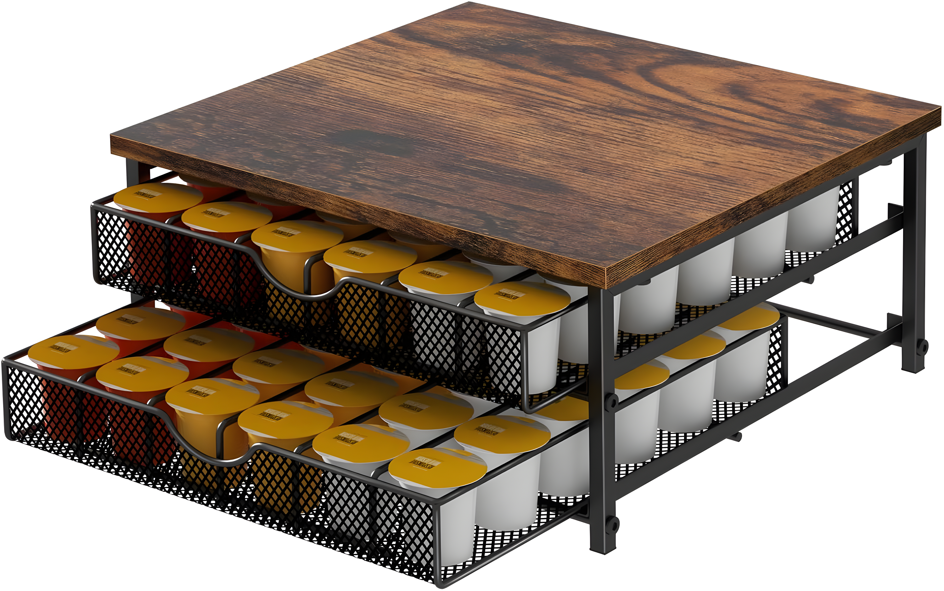 Coffee Pod Drawer Holder Capsule Storage Organizer 2 Tier Coffee Pods Holder With Sliding Baskets For 72 Capacity K Pod, Black