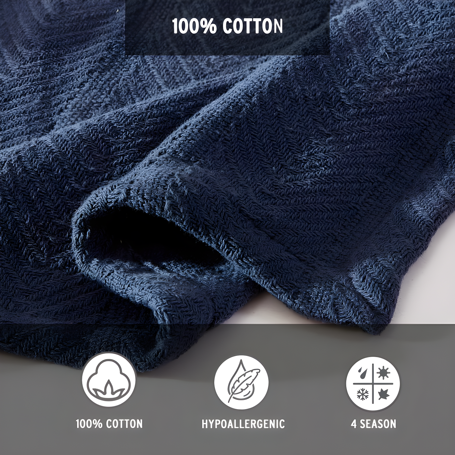 Eddie Bauer Herringbone Cotton Reversible Blanket