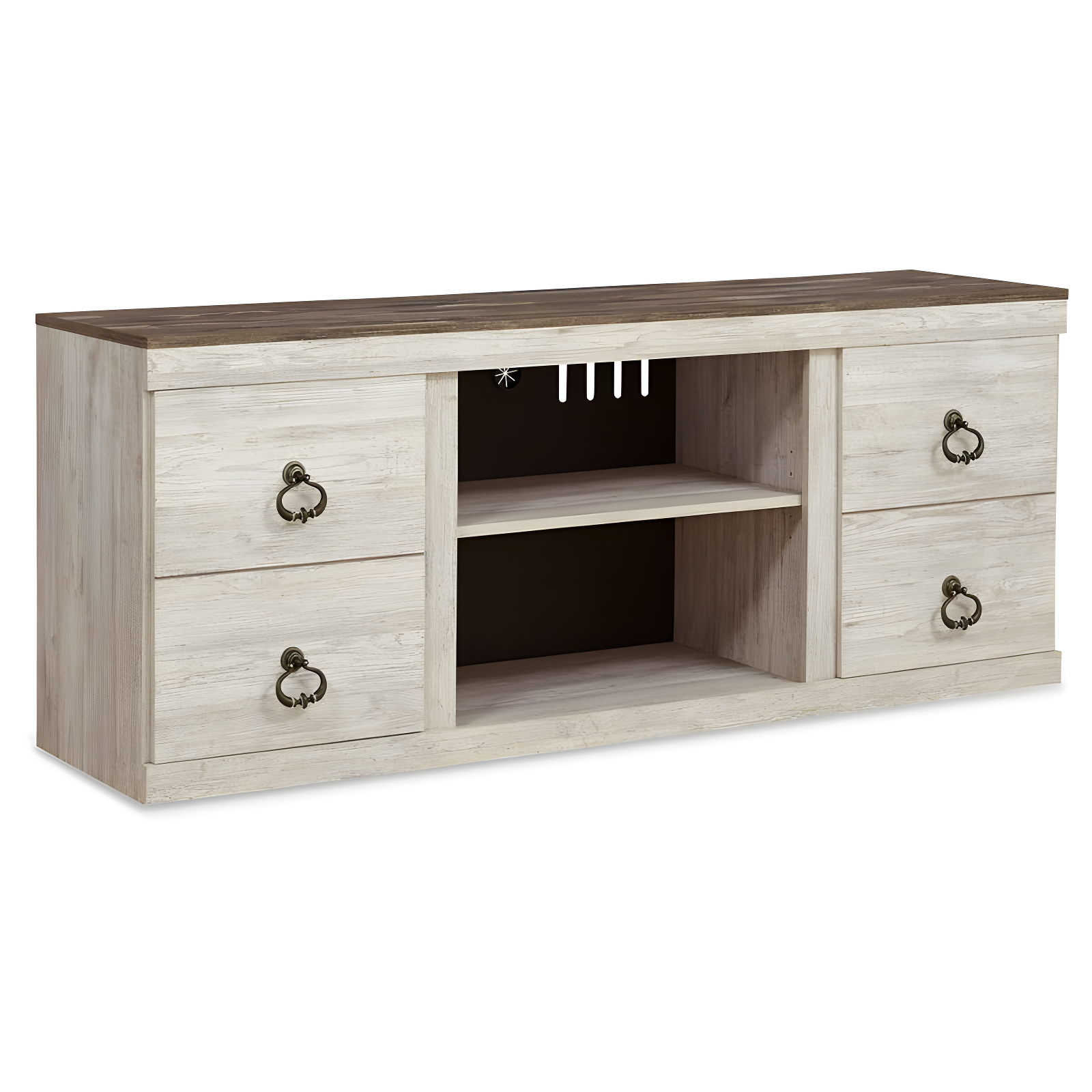 60" Willowton TV Stand for TVs up to 65" White - Signature Design by Ashley: Coastal Media Console with Cable Management
