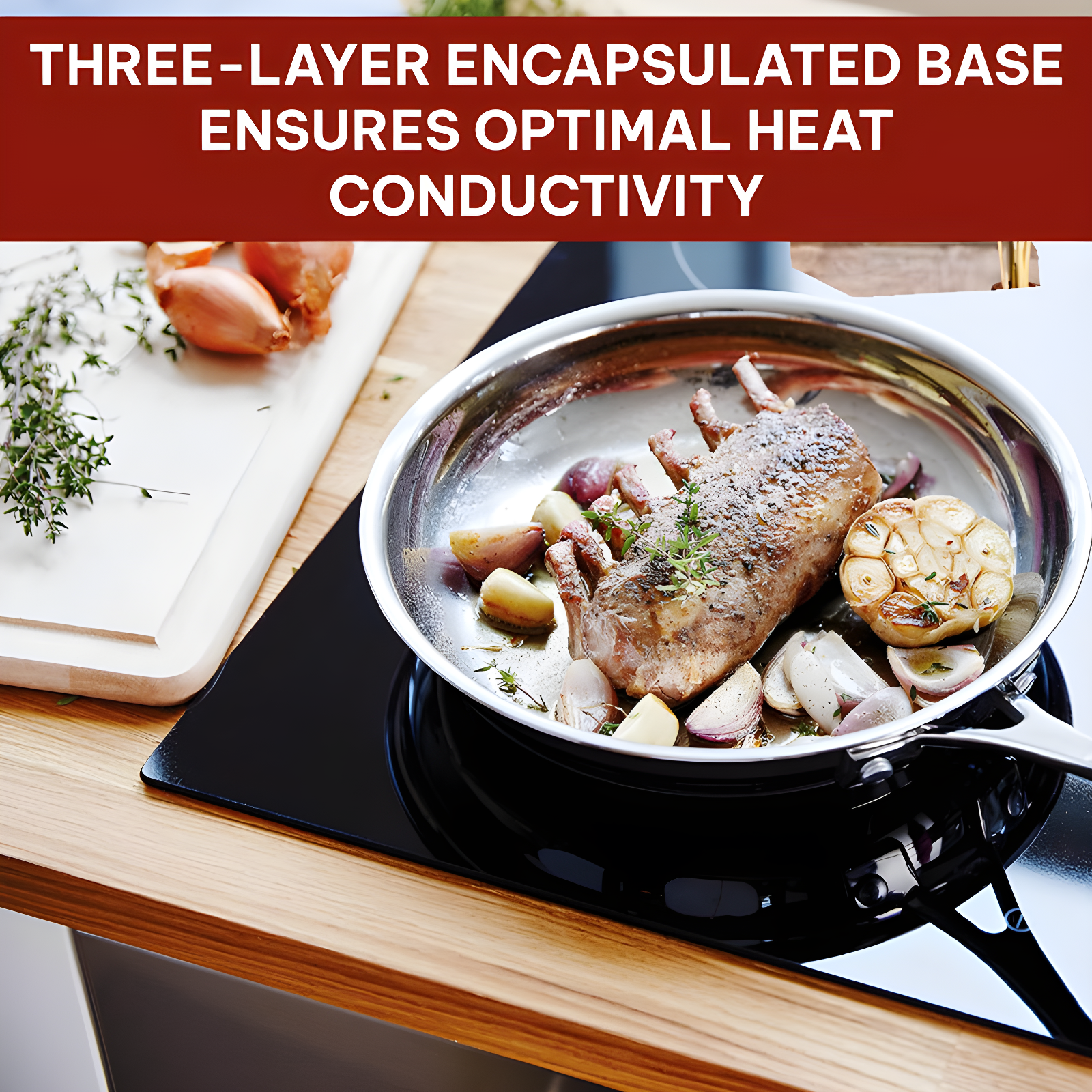 Alva Alva Chef Stainless Steel Frying Pan Skillet Non Toxic Cookware Stainless Steel Skillet PFAS, PFOA & PFTE Free, for Cooking Pan Set, Induction Safe, Add to Your Pots and Pans Set Cookware