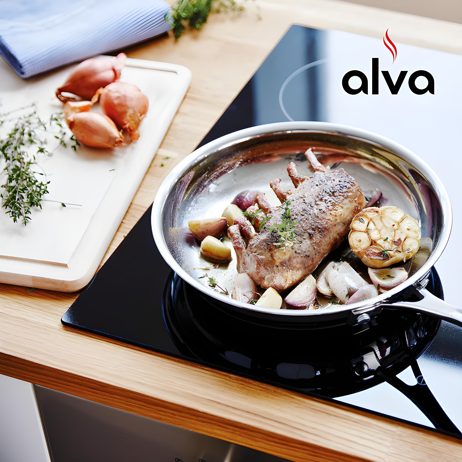 Alva Alva Chef Stainless Steel Frying Pan Skillet Non Toxic Cookware Stainless Steel Skillet PFAS, PFOA & PFTE Free, for Cooking Pan Set, Induction Safe, Add to Your Pots and Pans Set Cookware