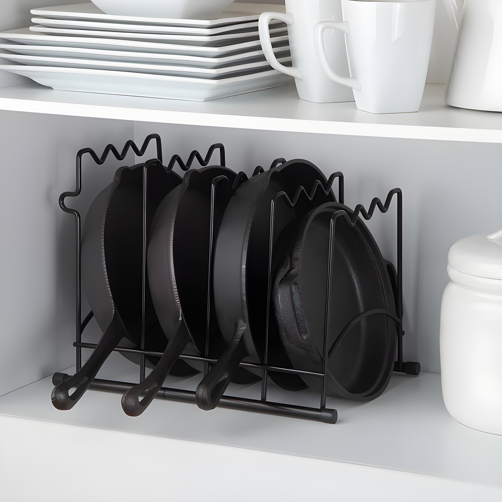 Prep & Savour Heavy-Duty Kitchenware Pan Divider, Pot Lid, and Pot, Pan Organizer Rack Holder