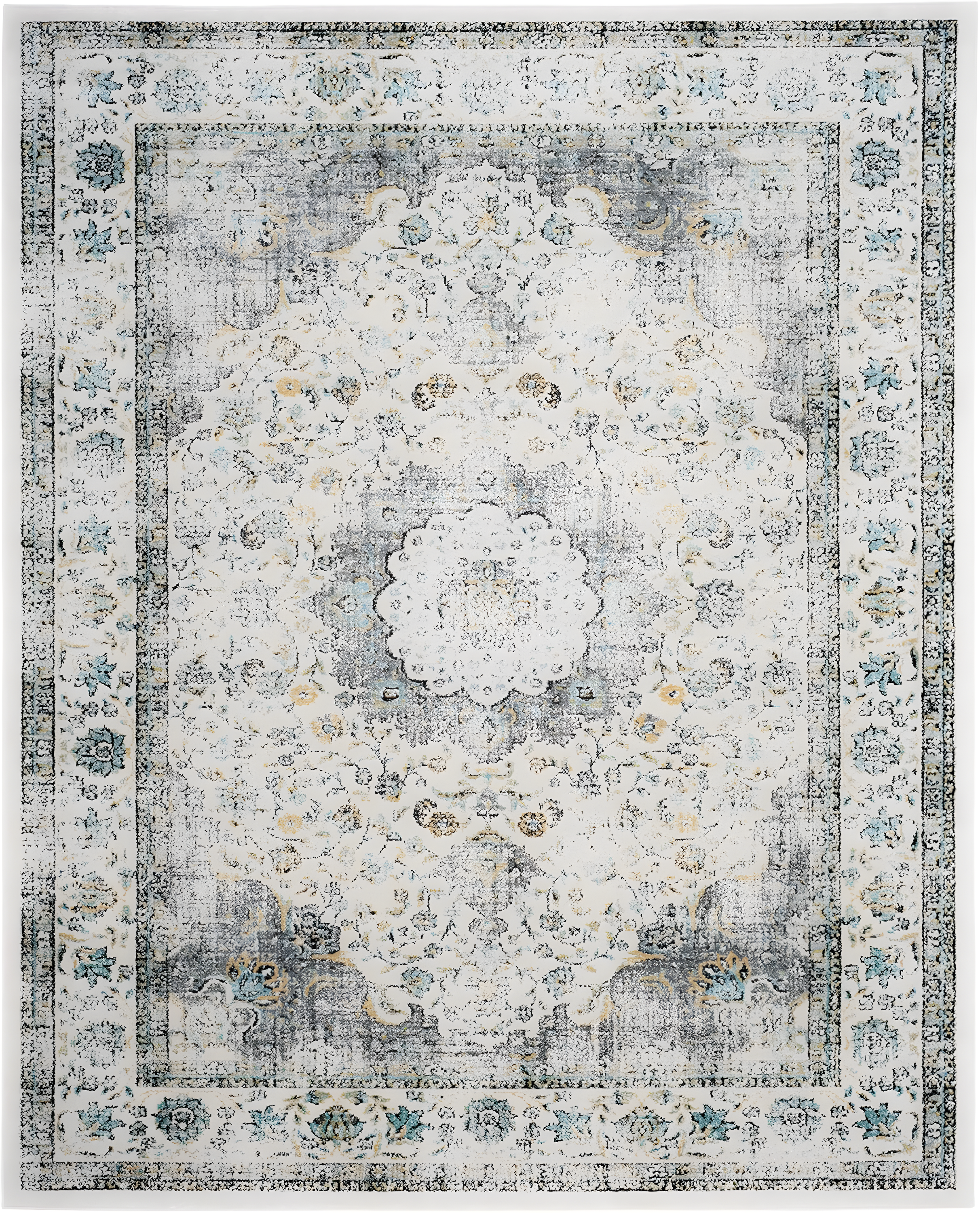 SAFAVIEH Evoke Teale Bordered Area Rug, Grey/Gold, 12' x 18'