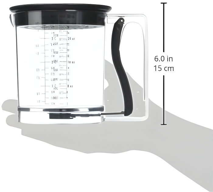 Amco 4 Cup Easy Release Fat And Gravy Separator With Deep Removable Lid & Quick Release Handle - Black