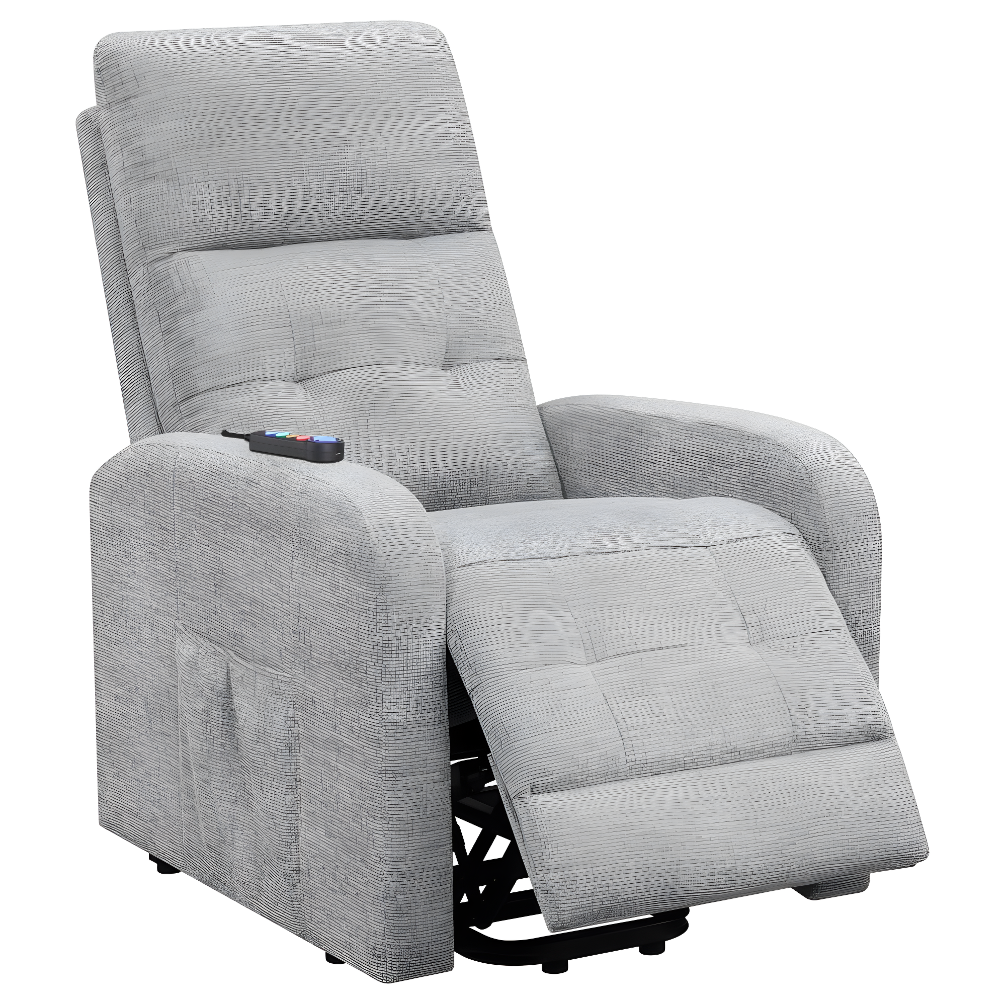 Coaster Howie Tufted Fabric Upholstered Power Lift Recliner in Gray
