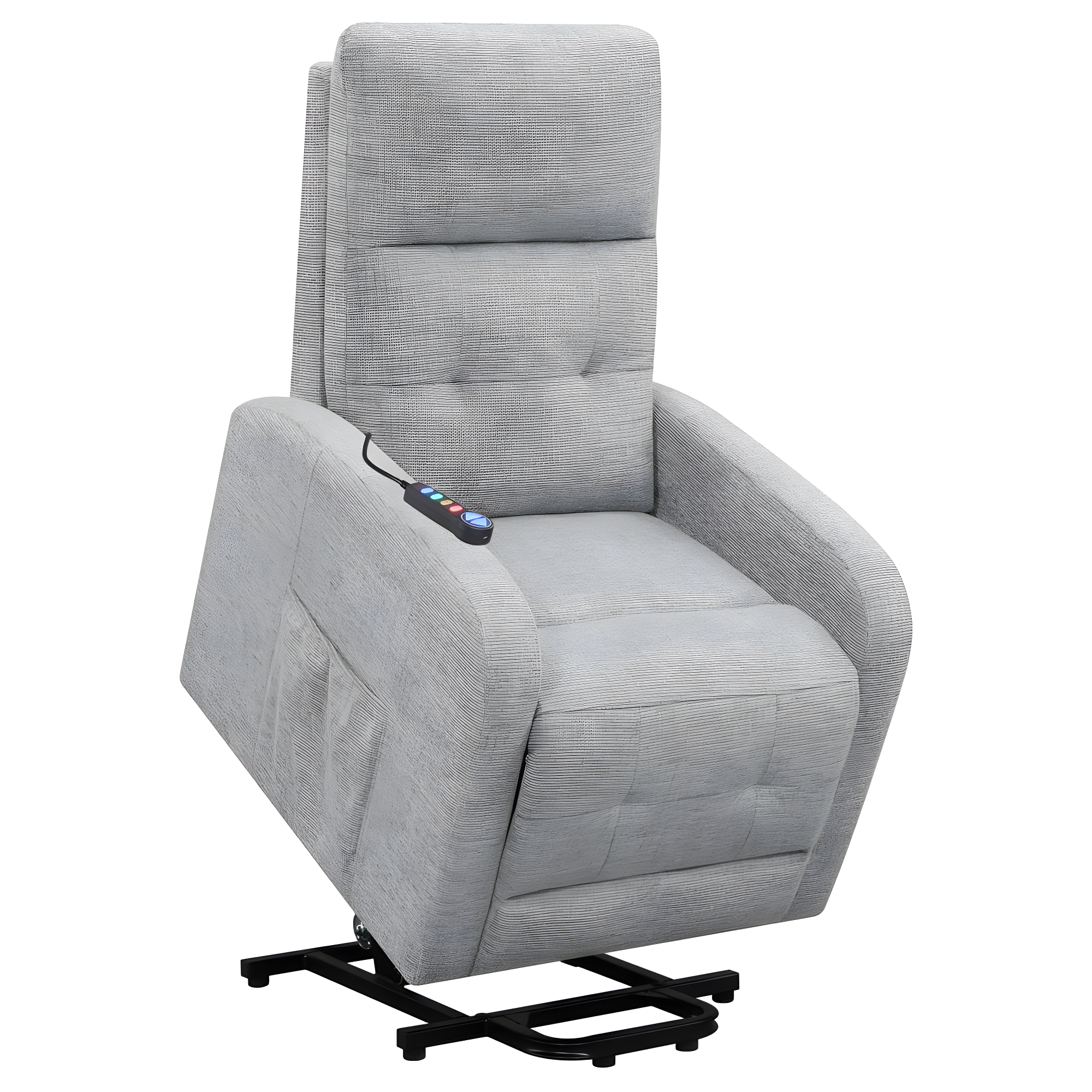 Coaster Howie Tufted Fabric Upholstered Power Lift Recliner in Gray