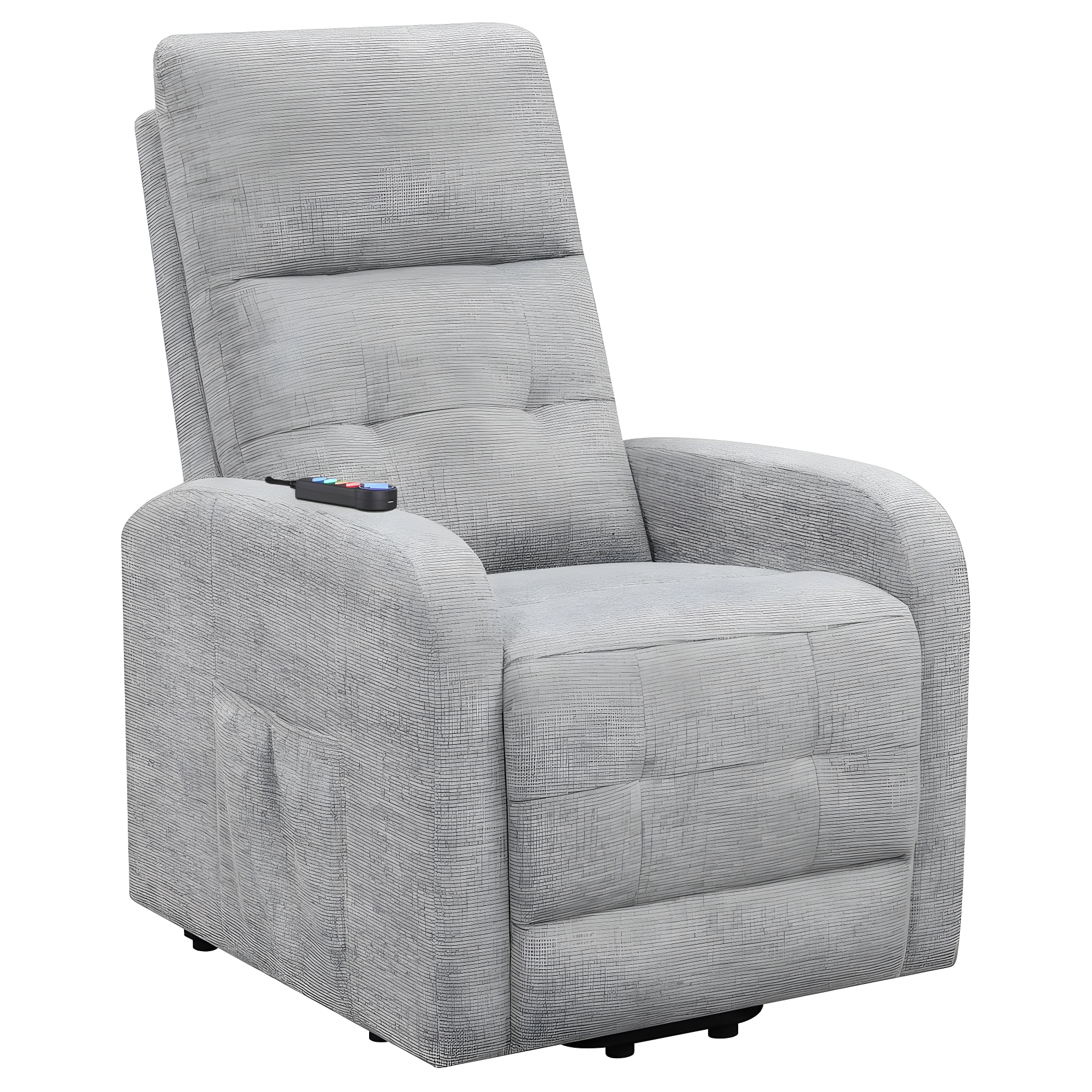 Coaster Howie Tufted Fabric Upholstered Power Lift Recliner in Gray