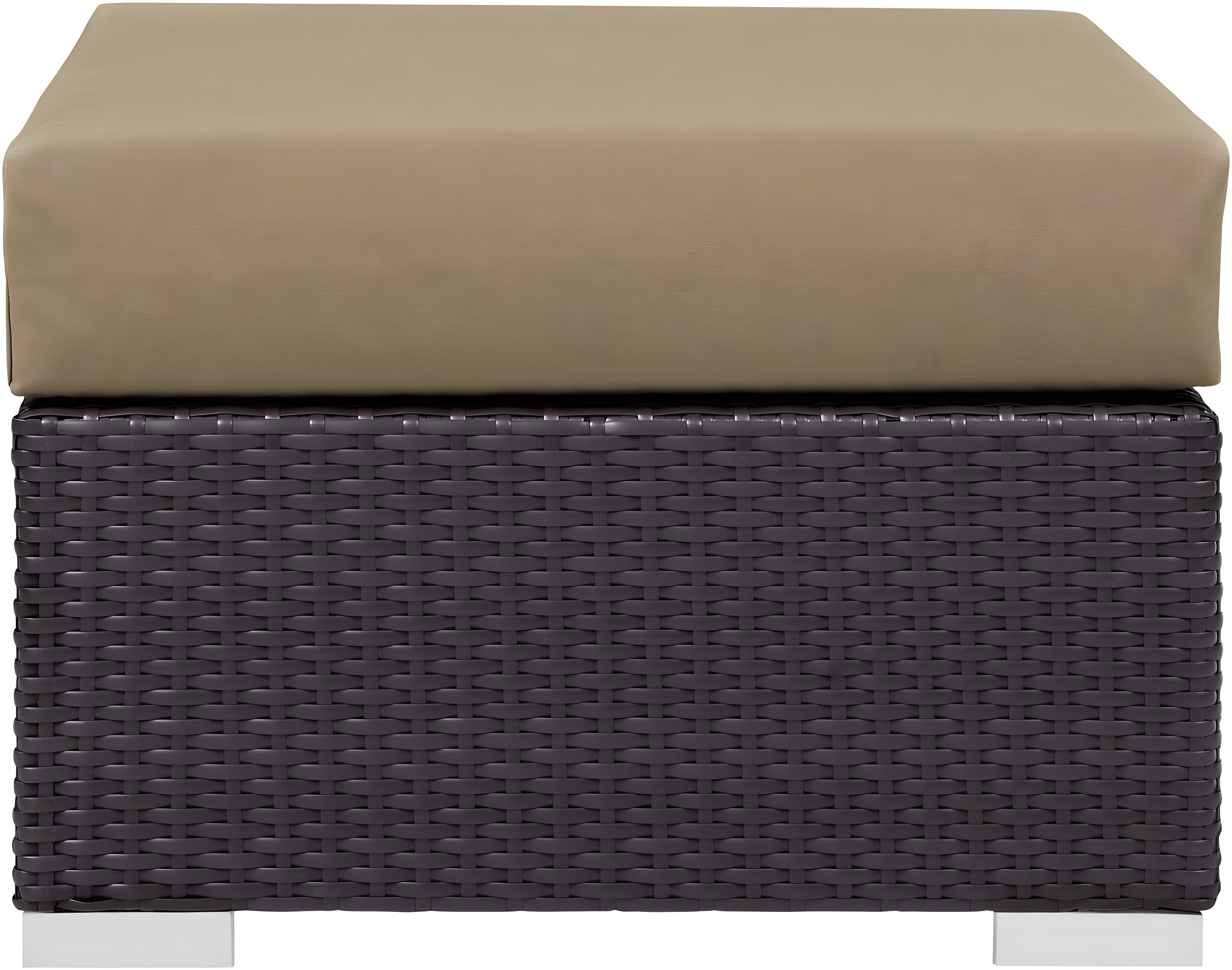 Modway Convene Outdoor Patio Fabric Square Ottoman in Espresso Mocha