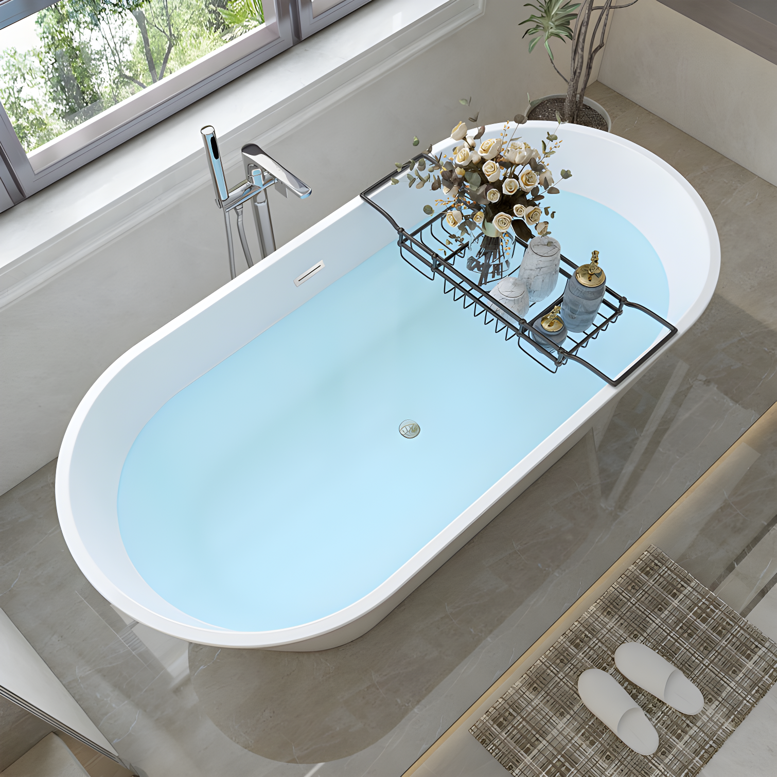 67'' x 32'' Freestanding Soaking Acrylic Bathtub