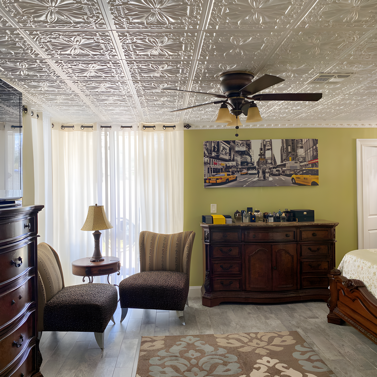 A La Maison Ceilings Lucas's Shield 19.63'' L x 19.63'' W Textured Polystyrene Glue Up Ceiling Tile (Set of 96)