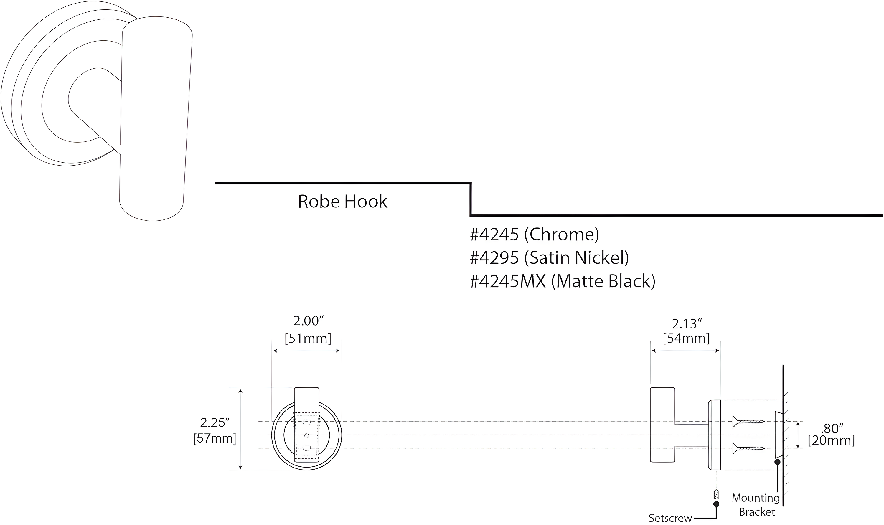 Latitude II Wall Mounted Robe/Towel Hook