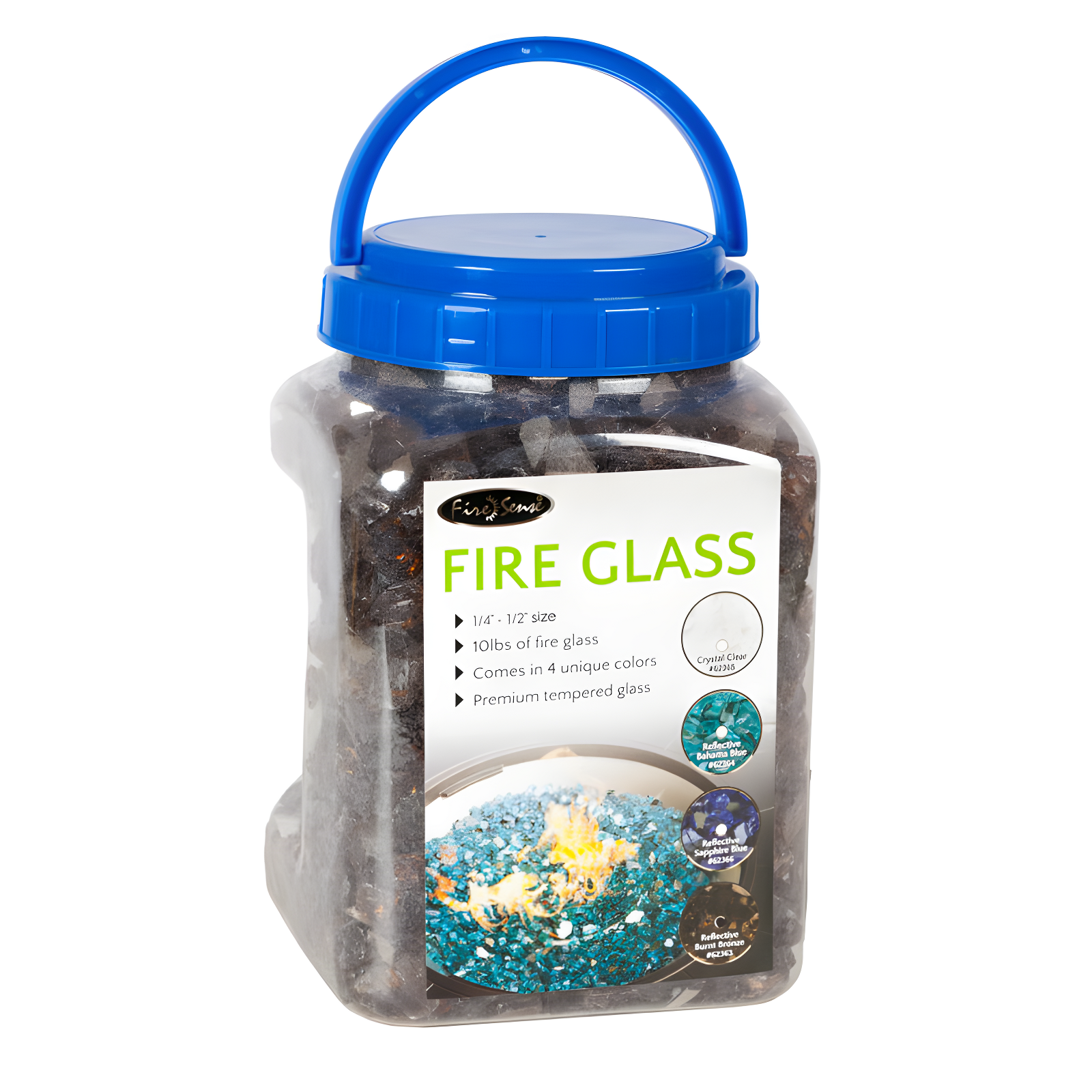 Fire Sense Fire Sense Premium Sparkling Reflective Tempered Fire Glass for Fire Pits Easy to Install-10 Lbs Crystal Clear