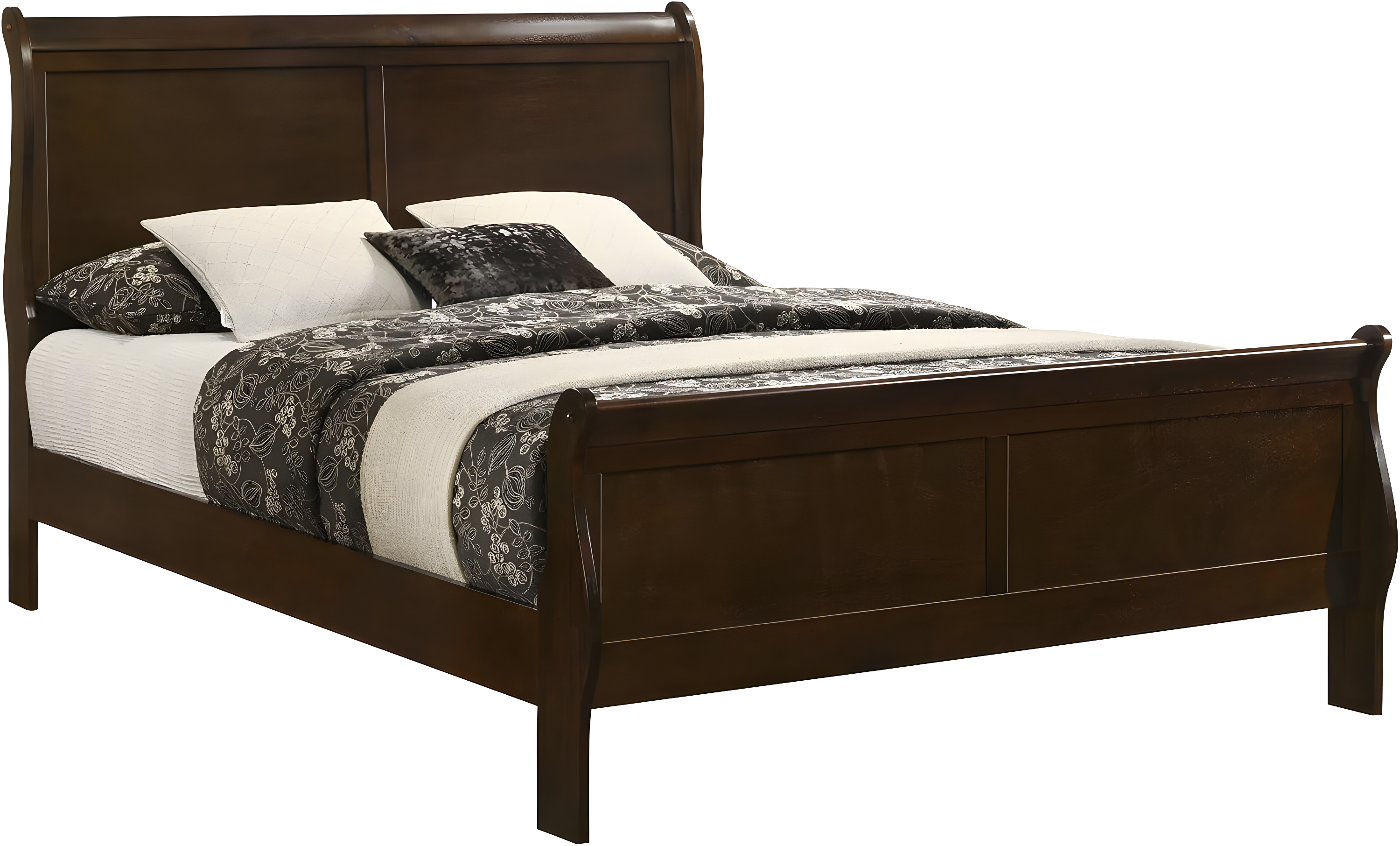 Louis Philippe Full Panel Sleigh Bed Cappuccino