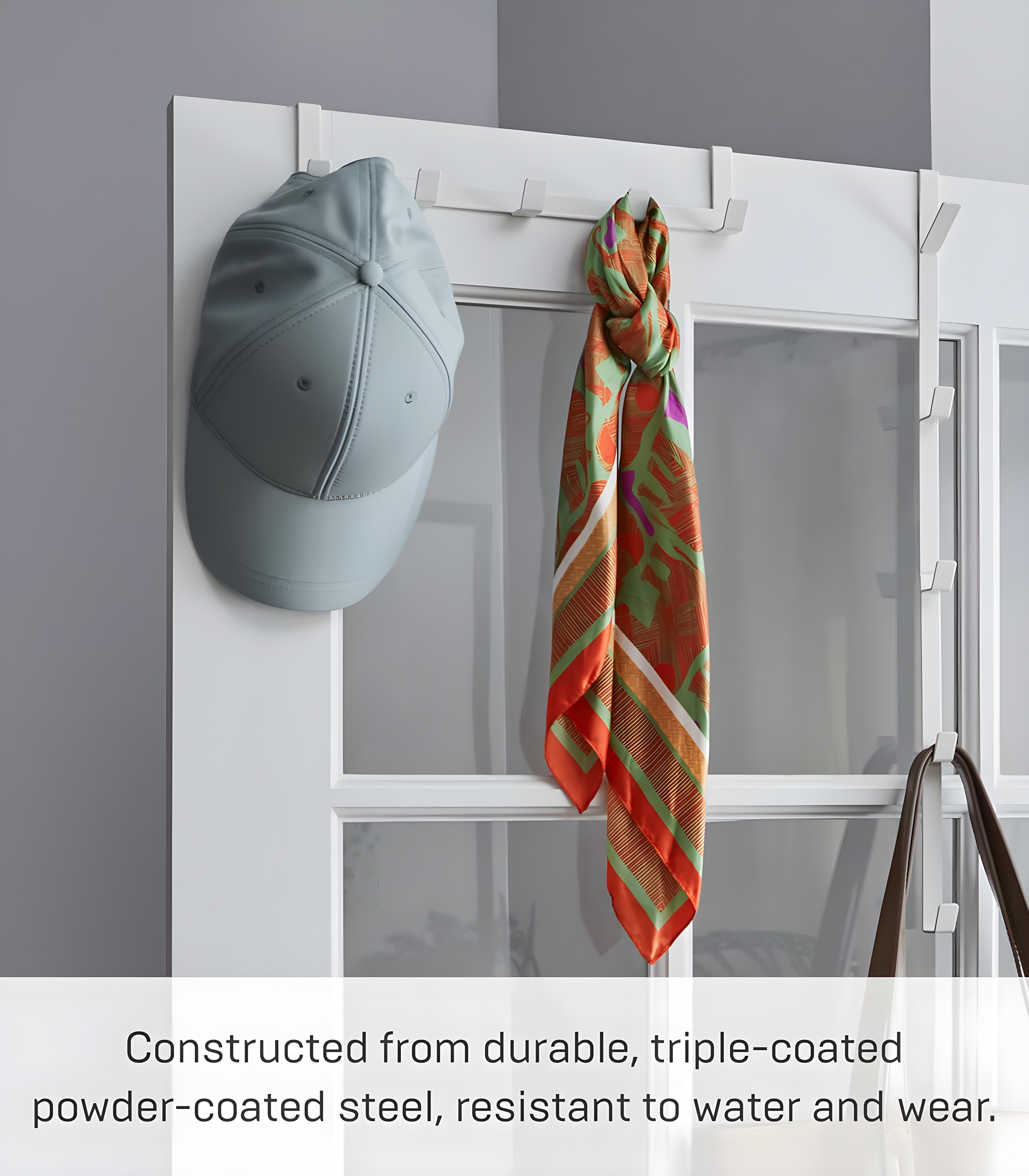 Yamazaki Home Over The Door Hooks - Hanging Coat Rack, Steel, Wide, Over-the-Door