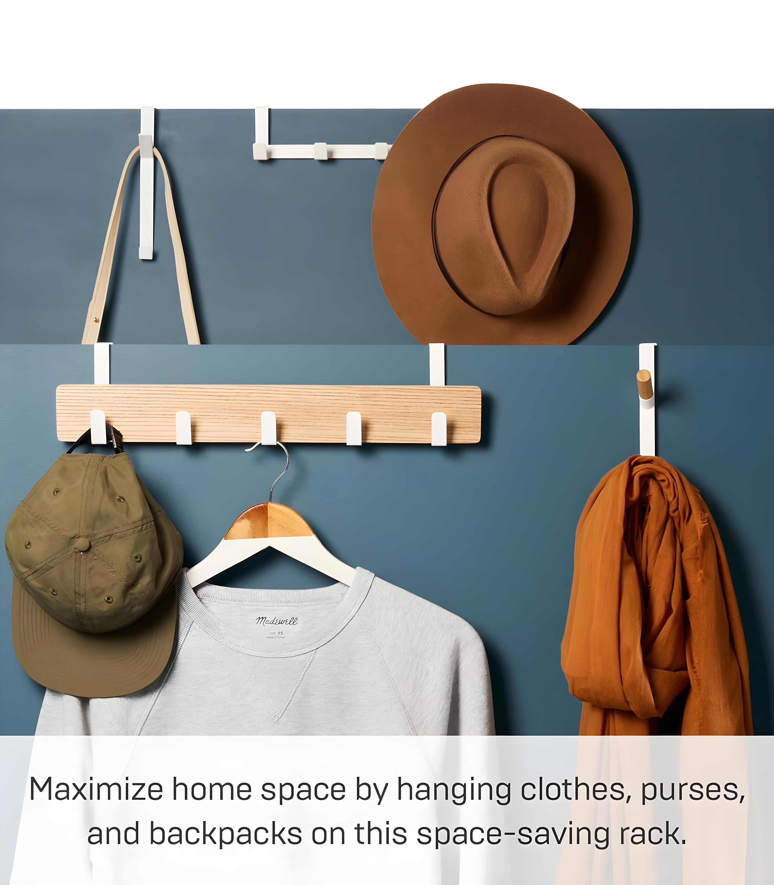 Yamazaki Home Over The Door Hooks - Hanging Coat Rack, Steel, Wide, Over-the-Door