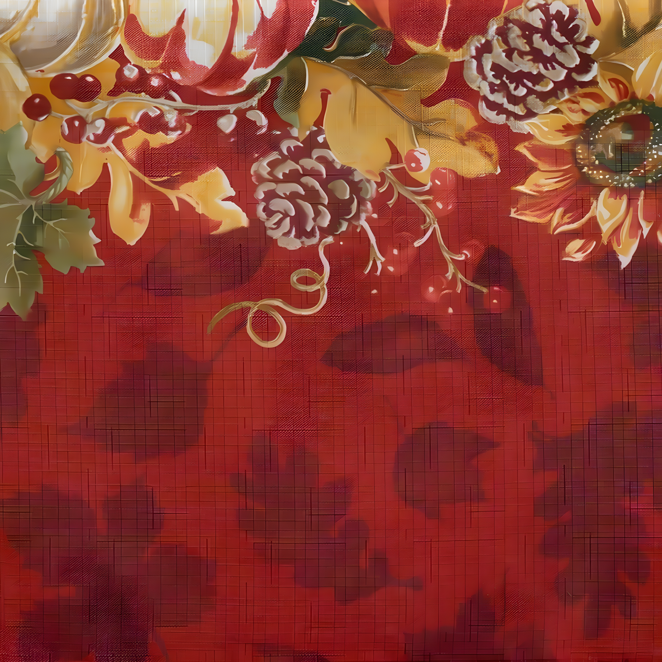 Swaying Leaves Bordered Fall Tablecloth - 52" x 70" - Red/White - Elrene Home Fashions