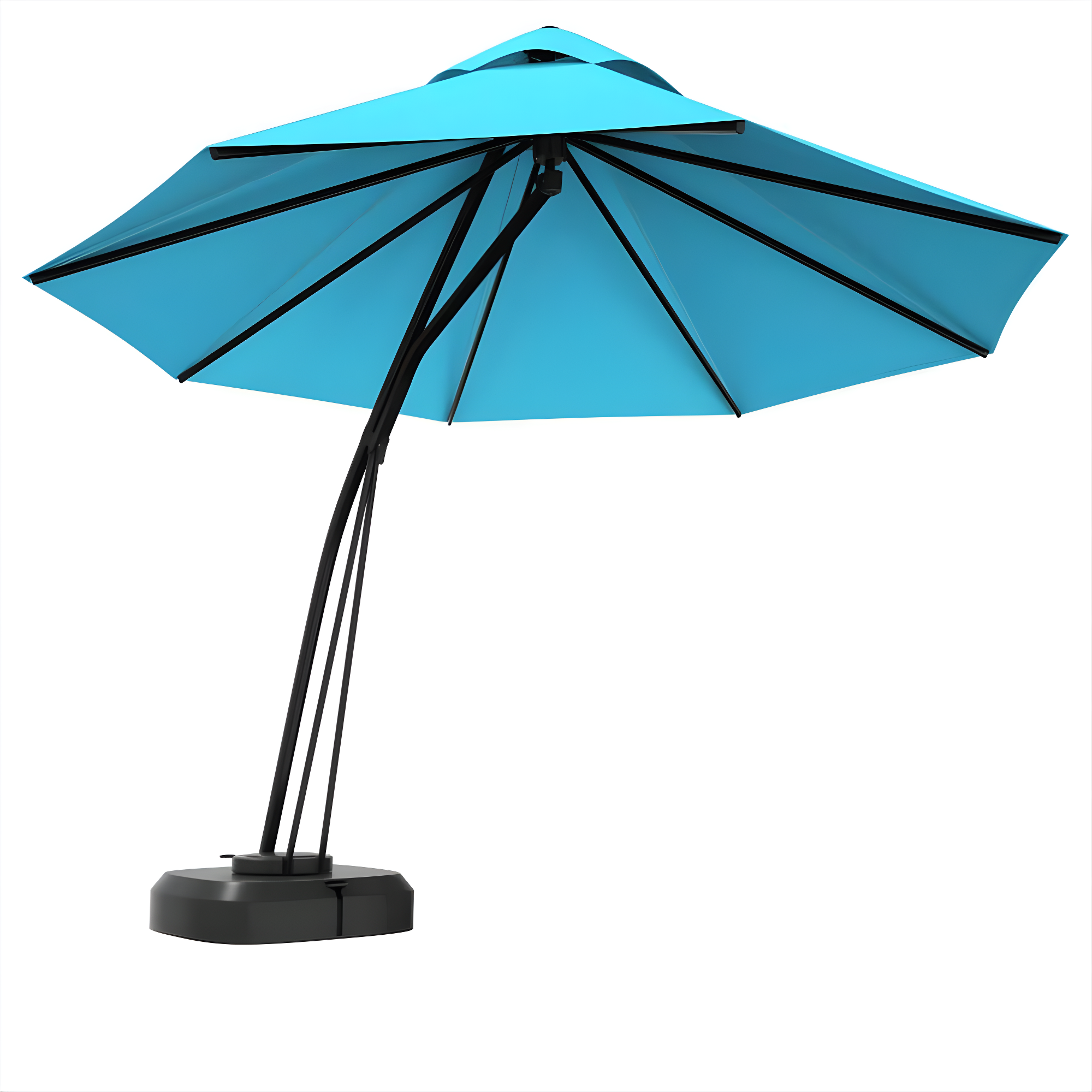 Spaco 11 Feet Outdoor Cantilever Hanging Umbrella with Base and Wheels-Turquoise, Patio Offset Umbrella with Easy Tilt Adjustment, Outdoor Cantilever Hanging Umbrella