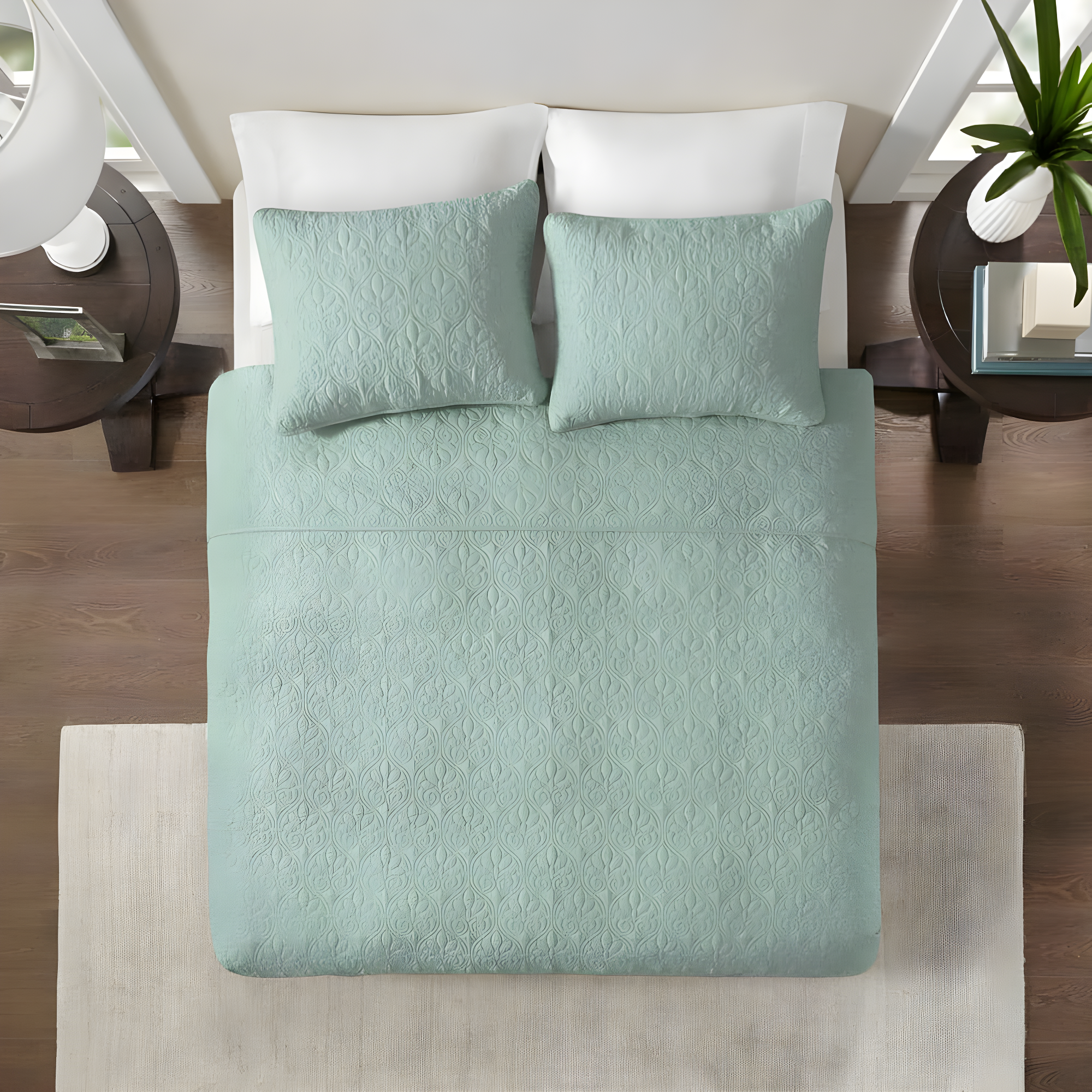 Madison Park 3pc King/California King Vancouver Reversible Coverlet Set Seafoam: Includes 2 Shams