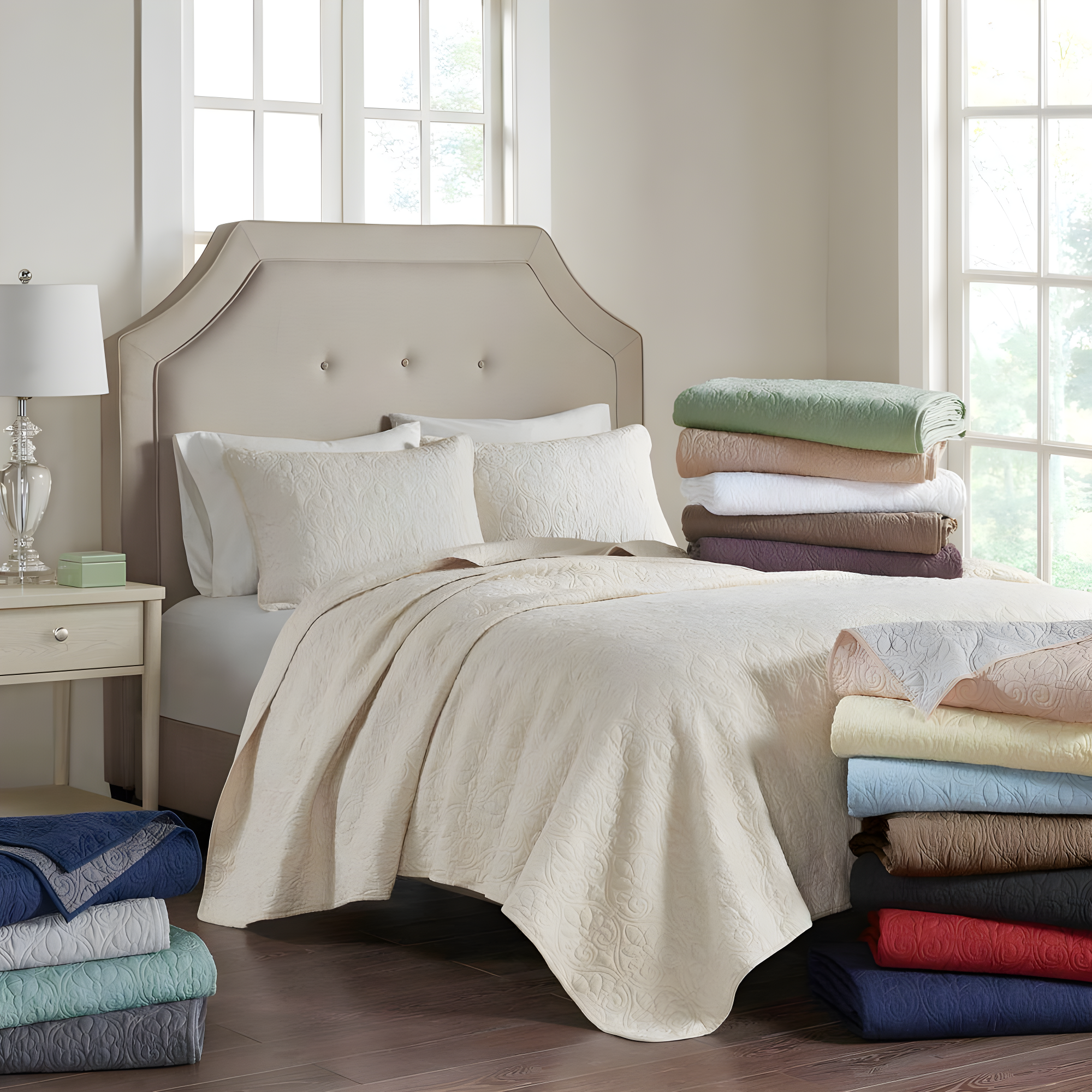 Madison Park 3pc King/California King Vancouver Reversible Coverlet Set Seafoam: Includes 2 Shams