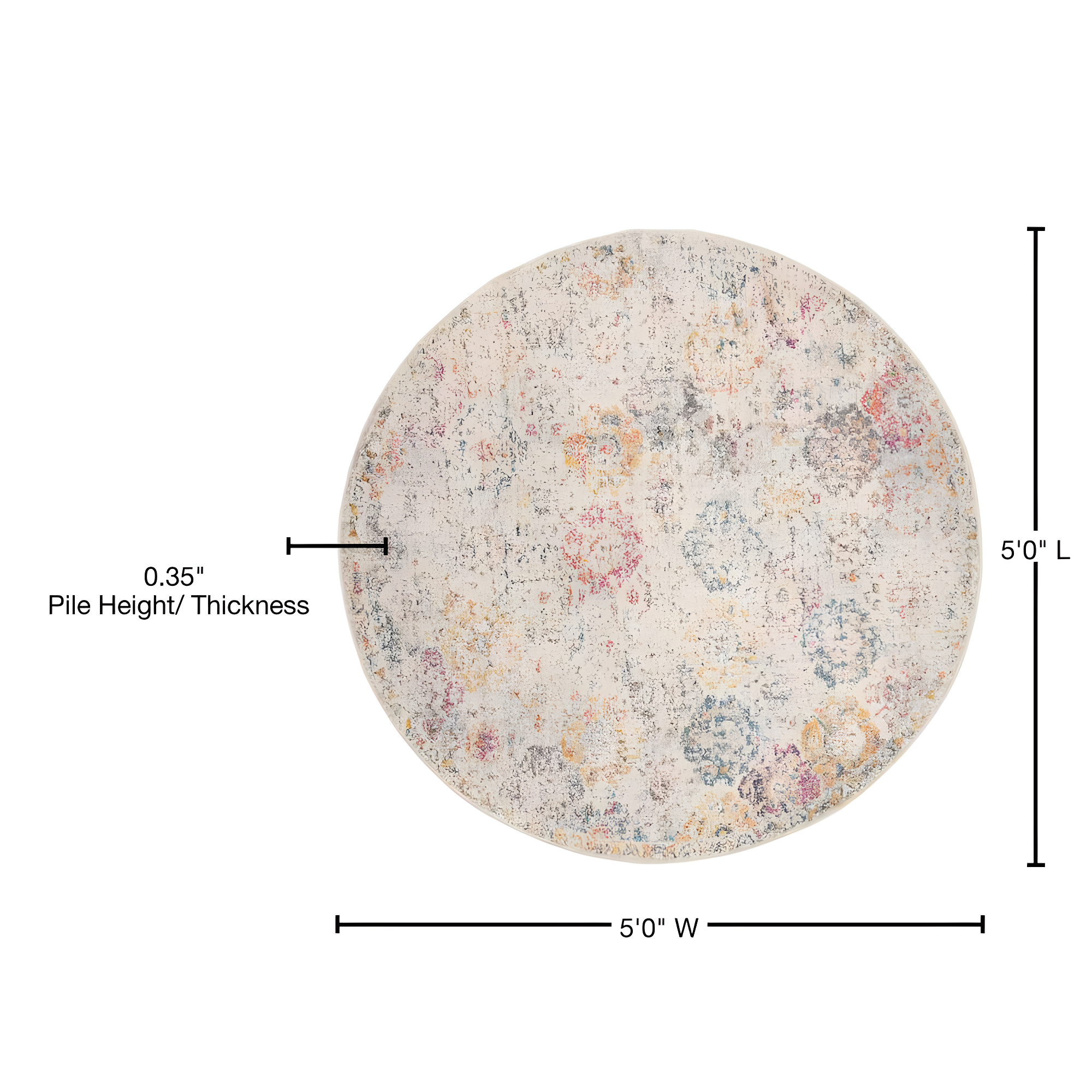 Madison MAD611 Power Loomed Indoor Area Rug - Grey/Gold - 5'3" Round - Safavieh