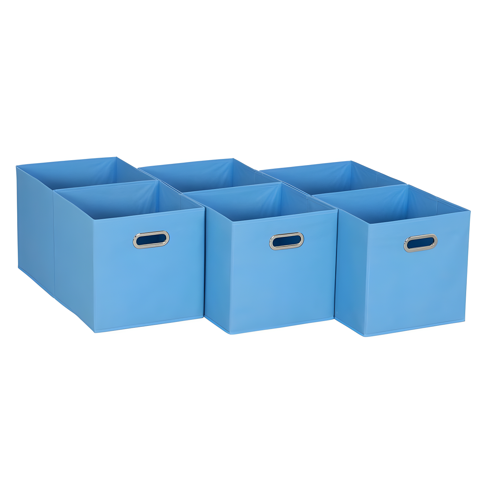 Household Essentials 11" Set of 6 Storage Bins Carolina Blue: Polyester Canvas, 11 Inch Cube System, Folds Flat