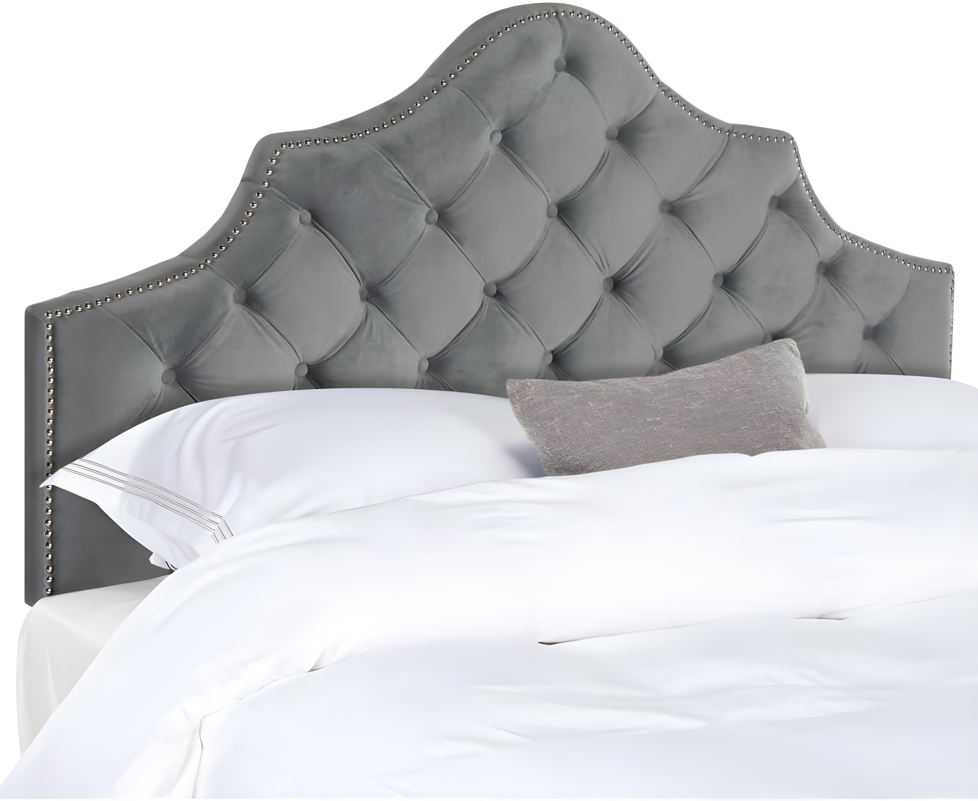 SAFAVIEH Arebelle Rustic Glam Tufted Headboard with Nail Heads, Full, Pewter