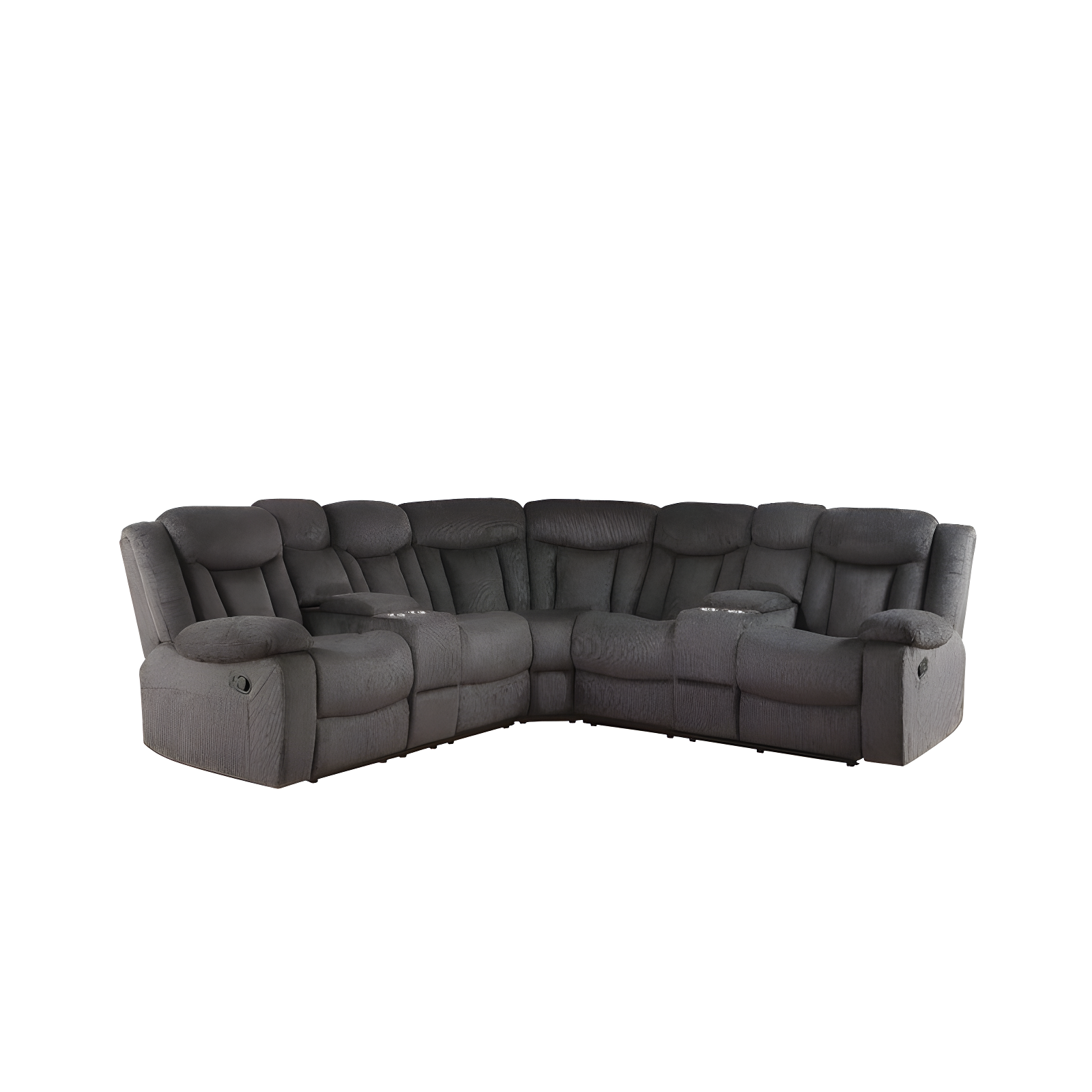 Wade Logan® Agatino Contemporary Motion Sectional Sofa with Storage and Cup-Holder in Dark Brown