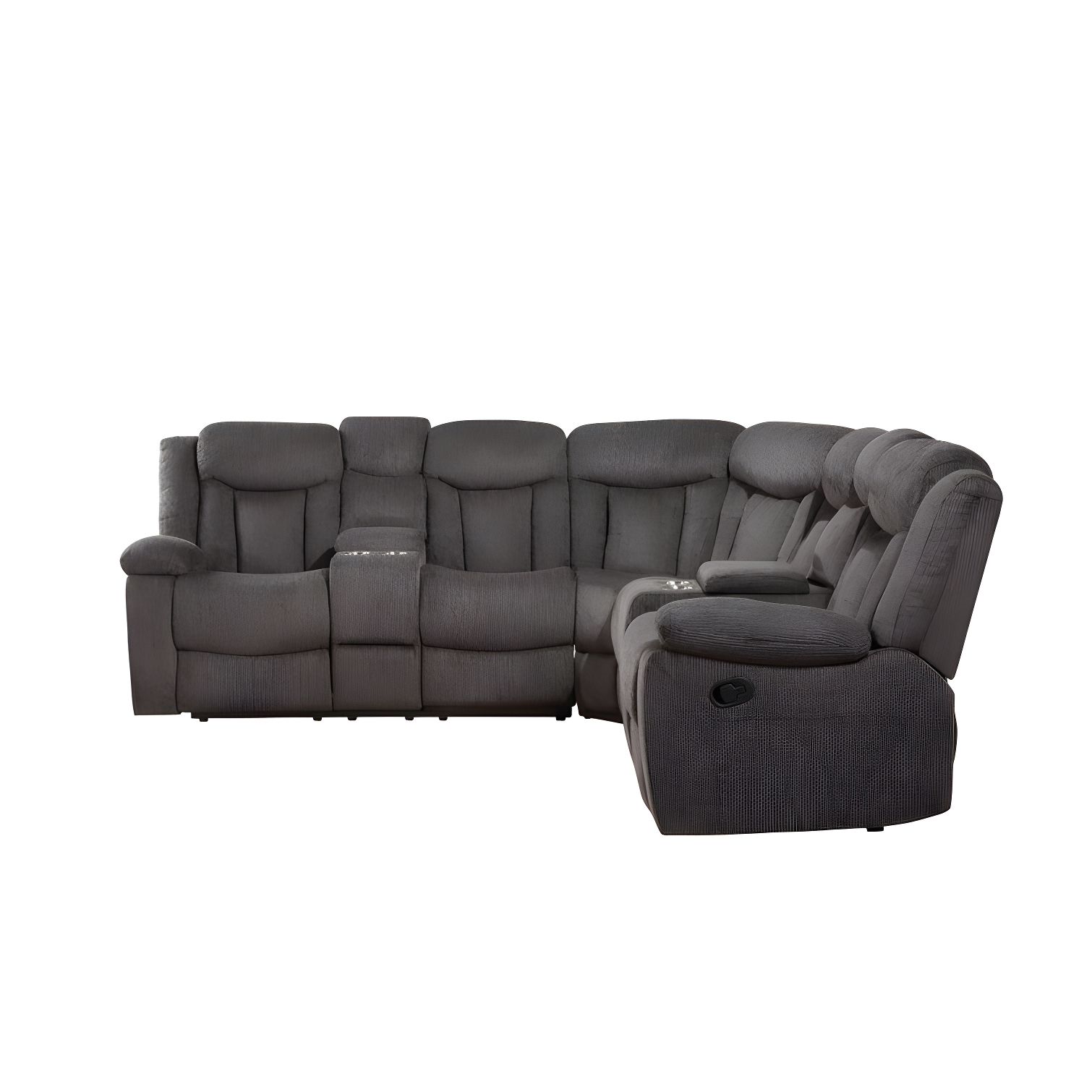 Wade Logan® Agatino Contemporary Motion Sectional Sofa with Storage and Cup-Holder in Dark Brown