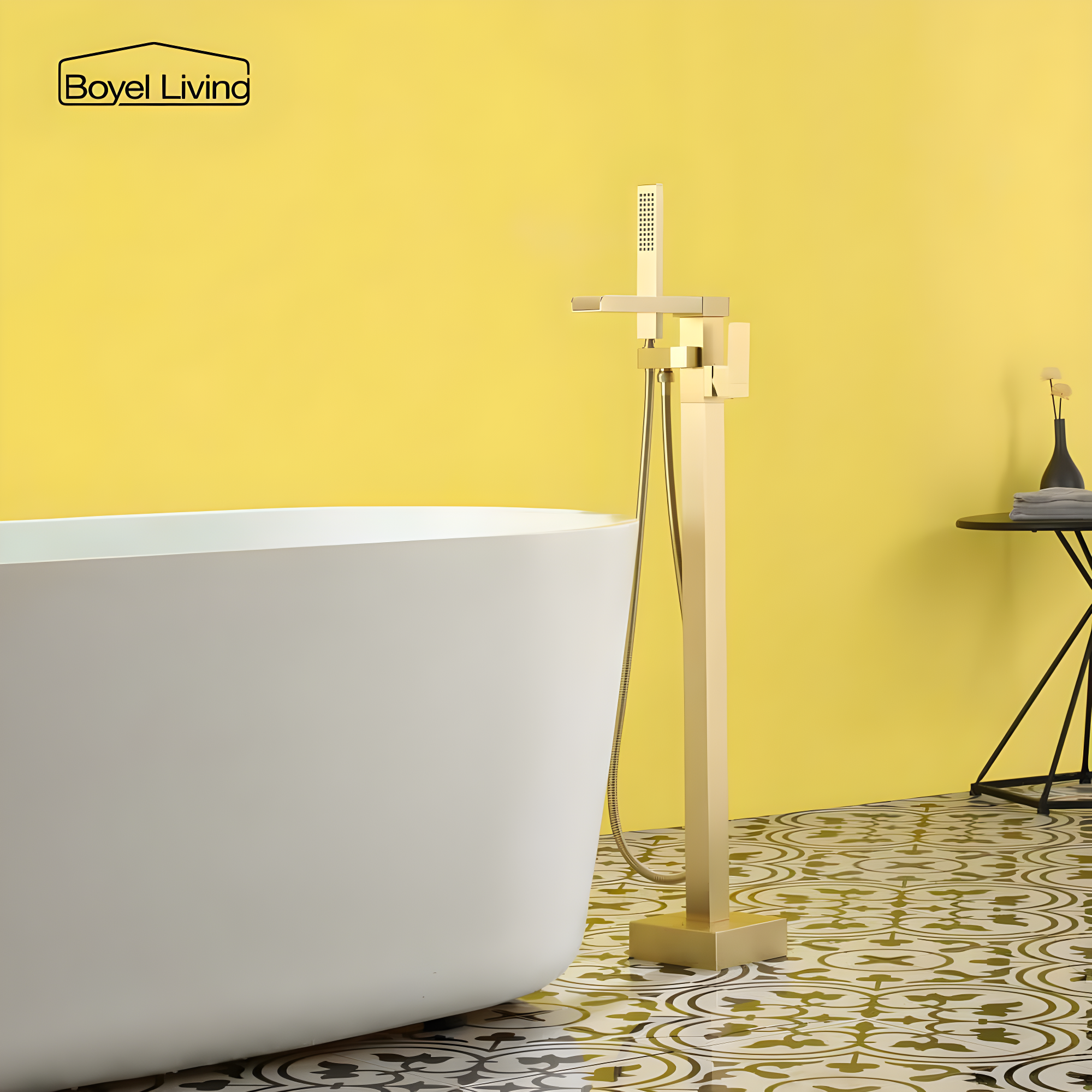 1 Handle Floor Freestanding Tub Filler with Diverter