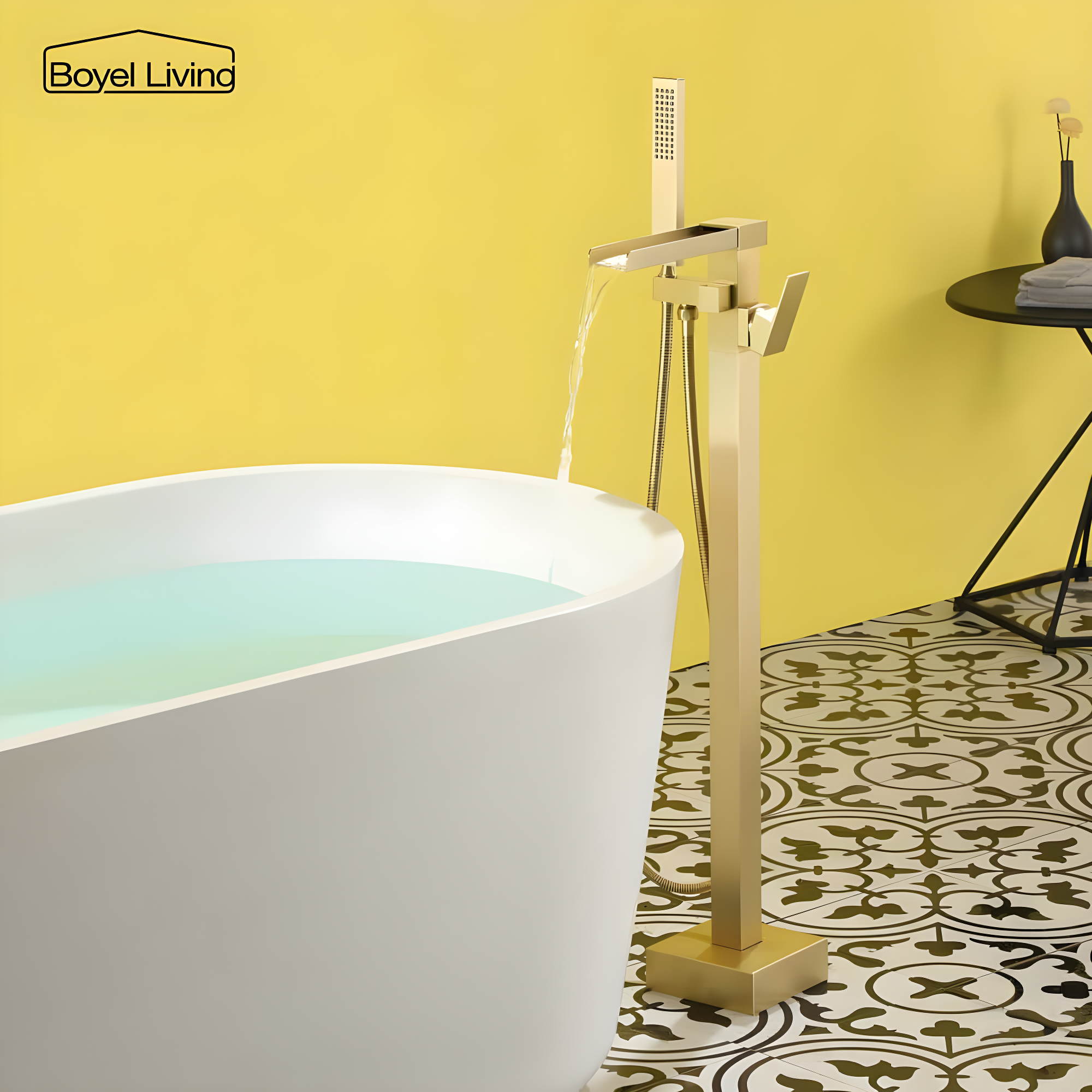 1 Handle Floor Freestanding Tub Filler with Diverter