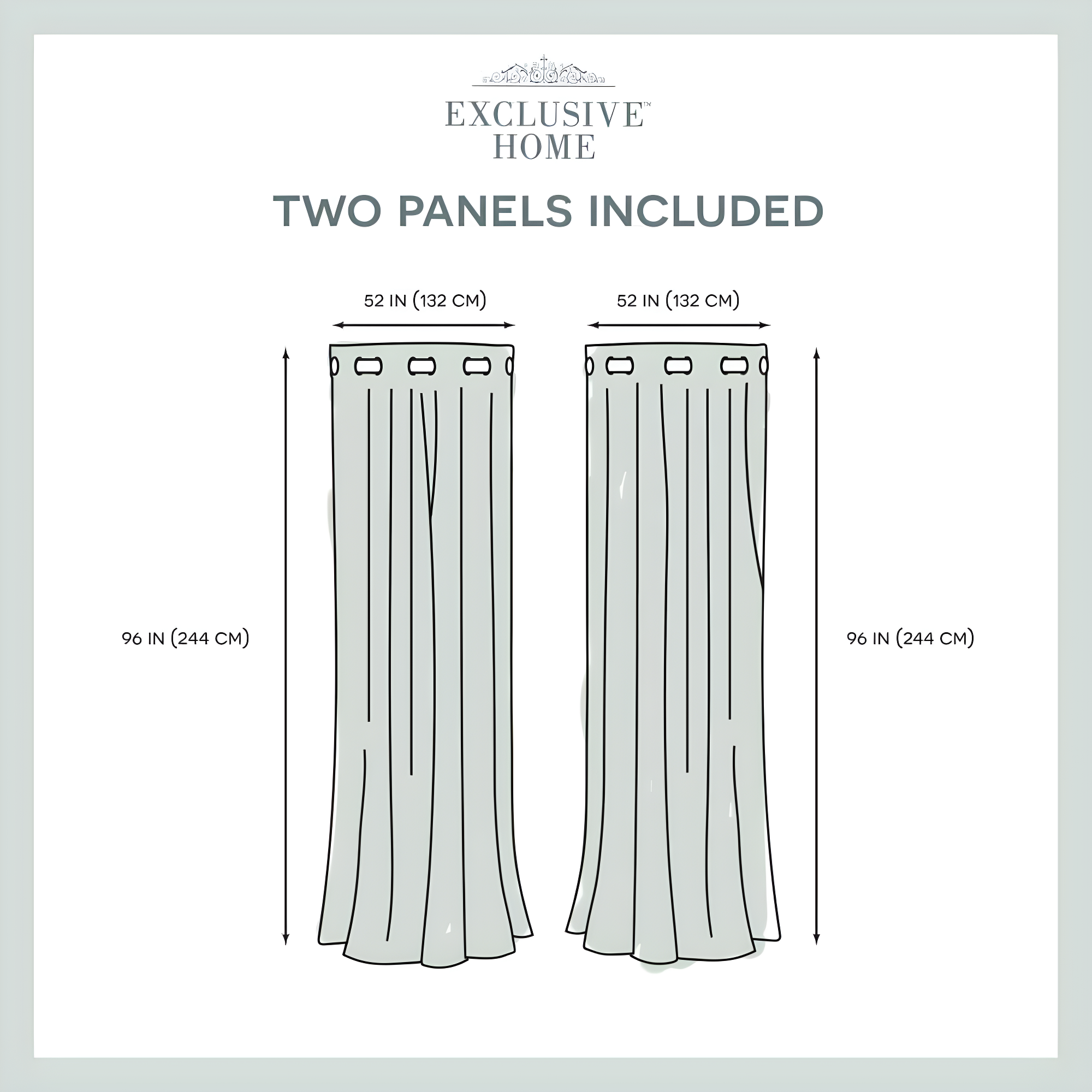 EXCLUSIVE HOME Sateen Twill Woven Room Darkening Blackout Grommet Top Curtain Panel Pair, 52"x96", Vanilla