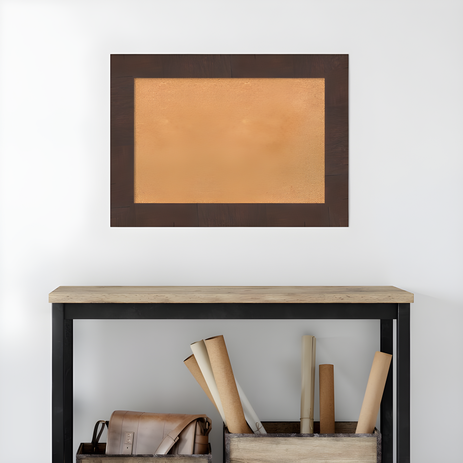 Amanti Art Natural Cork Board Framed Wildwood Brown Bulletin Board 29 in. x 21 in.