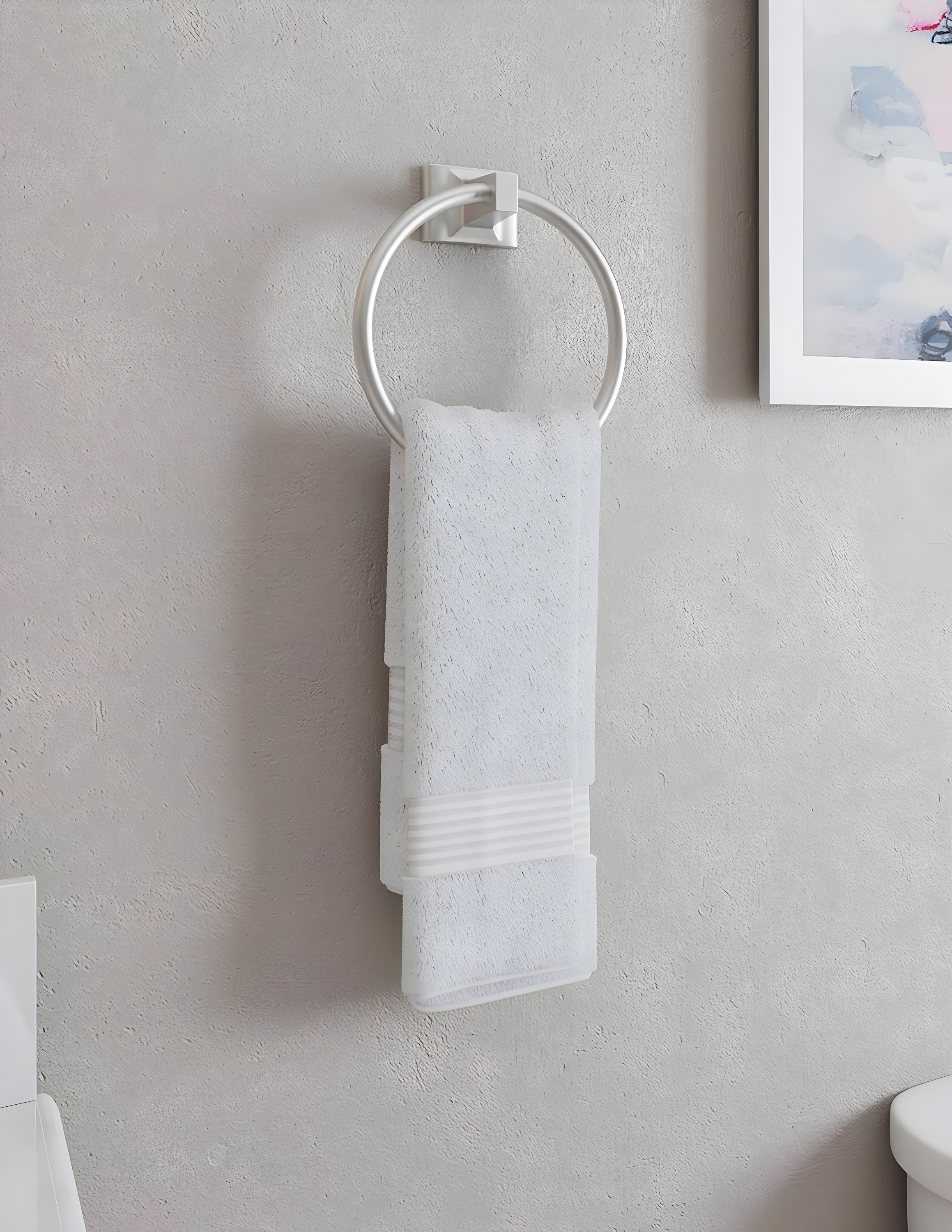 Design House 539163 Millbridge Wall-Mounted Towel Ring for Bathroom, Satin Nickel Finish