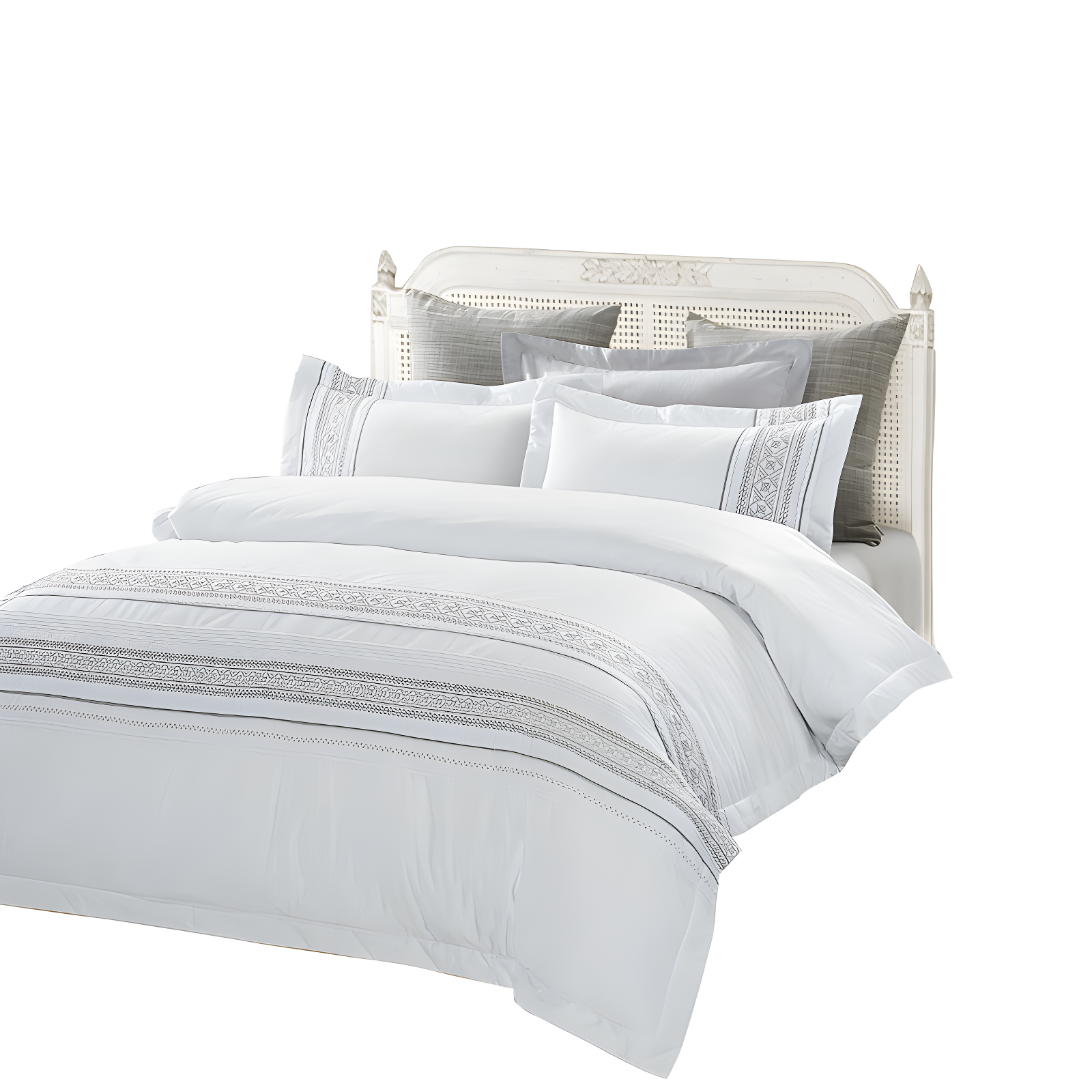 Superior 100% Cotton 300 Thread Count Embroidered Geometric Duvet Cover Set