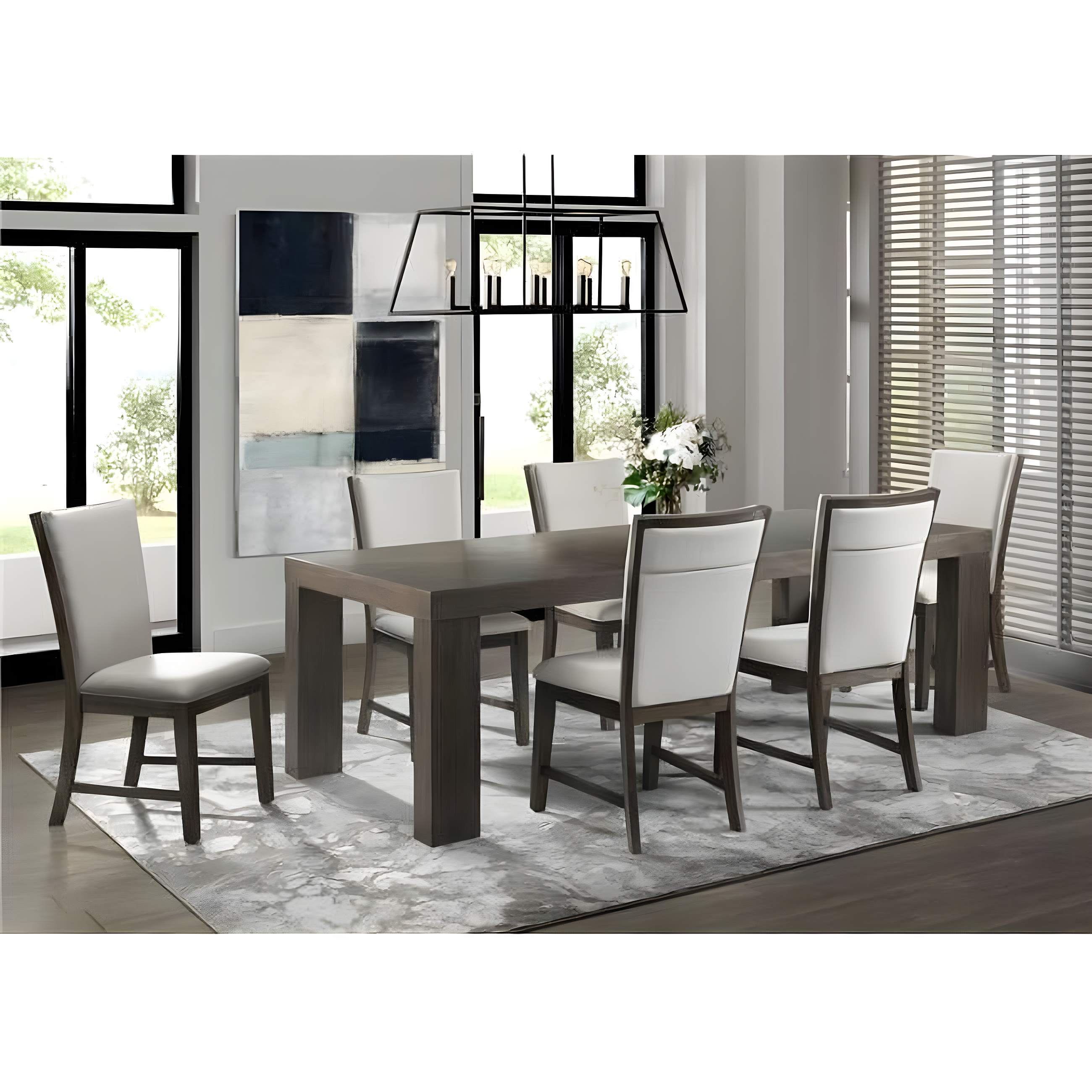 7pc Jasper Extendable Dining Table & Six Upholstered Side Chairs Toasted Walnut - Picket House Furnishings