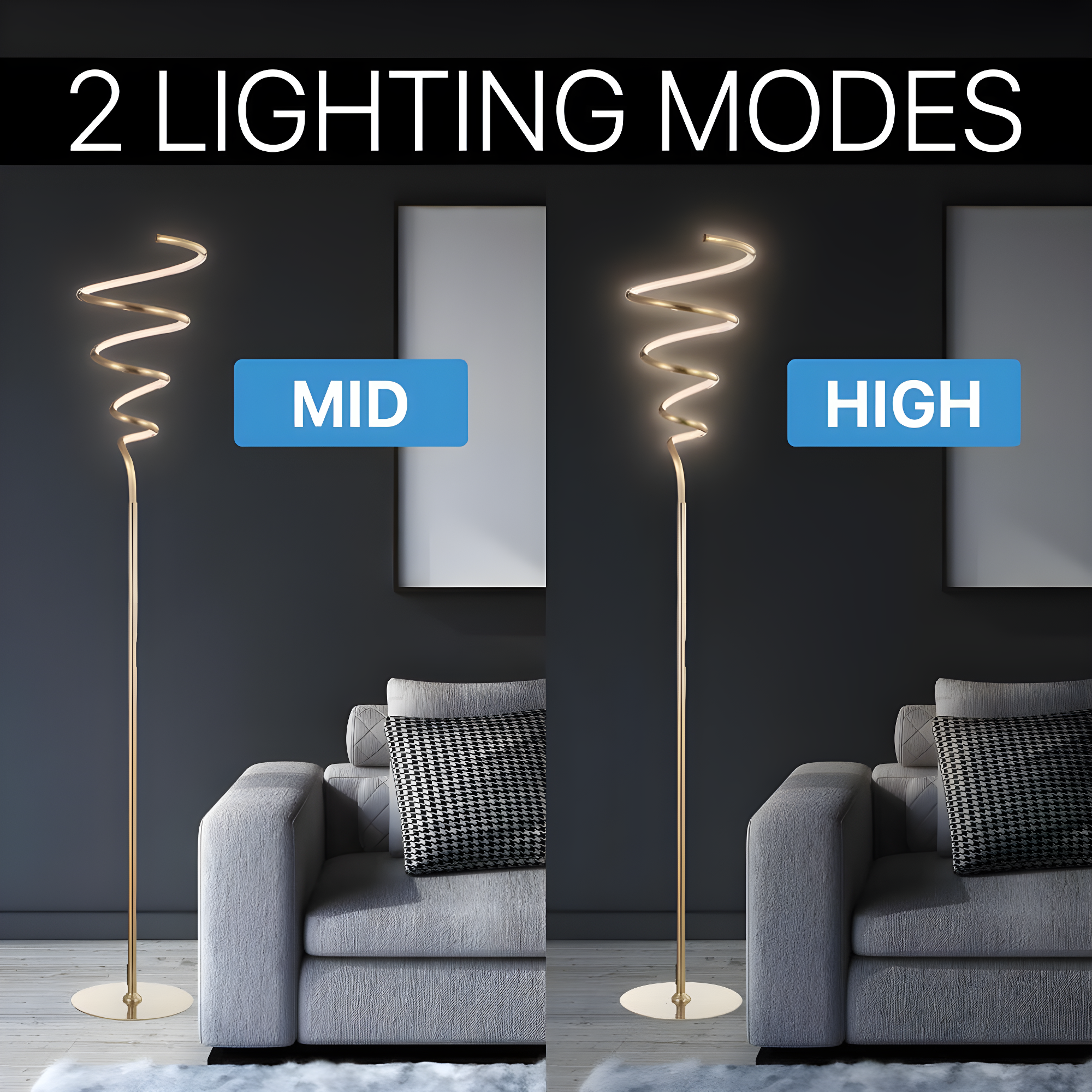 Scribble 60.5" Gold Modern Metal LED Floor Lamp