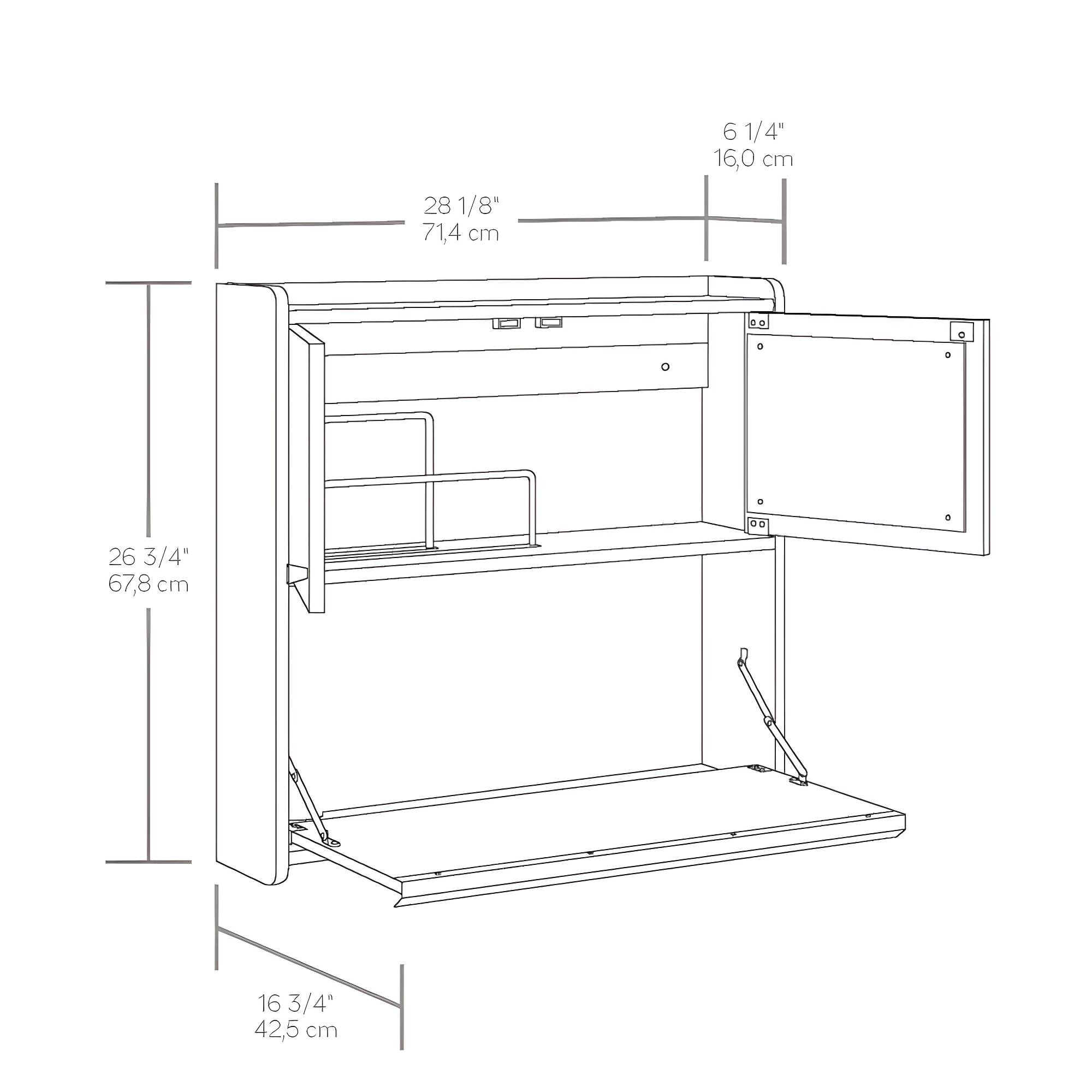 Sauder Harvey Par Floating Wall Desk, Grand Walnut Finish
